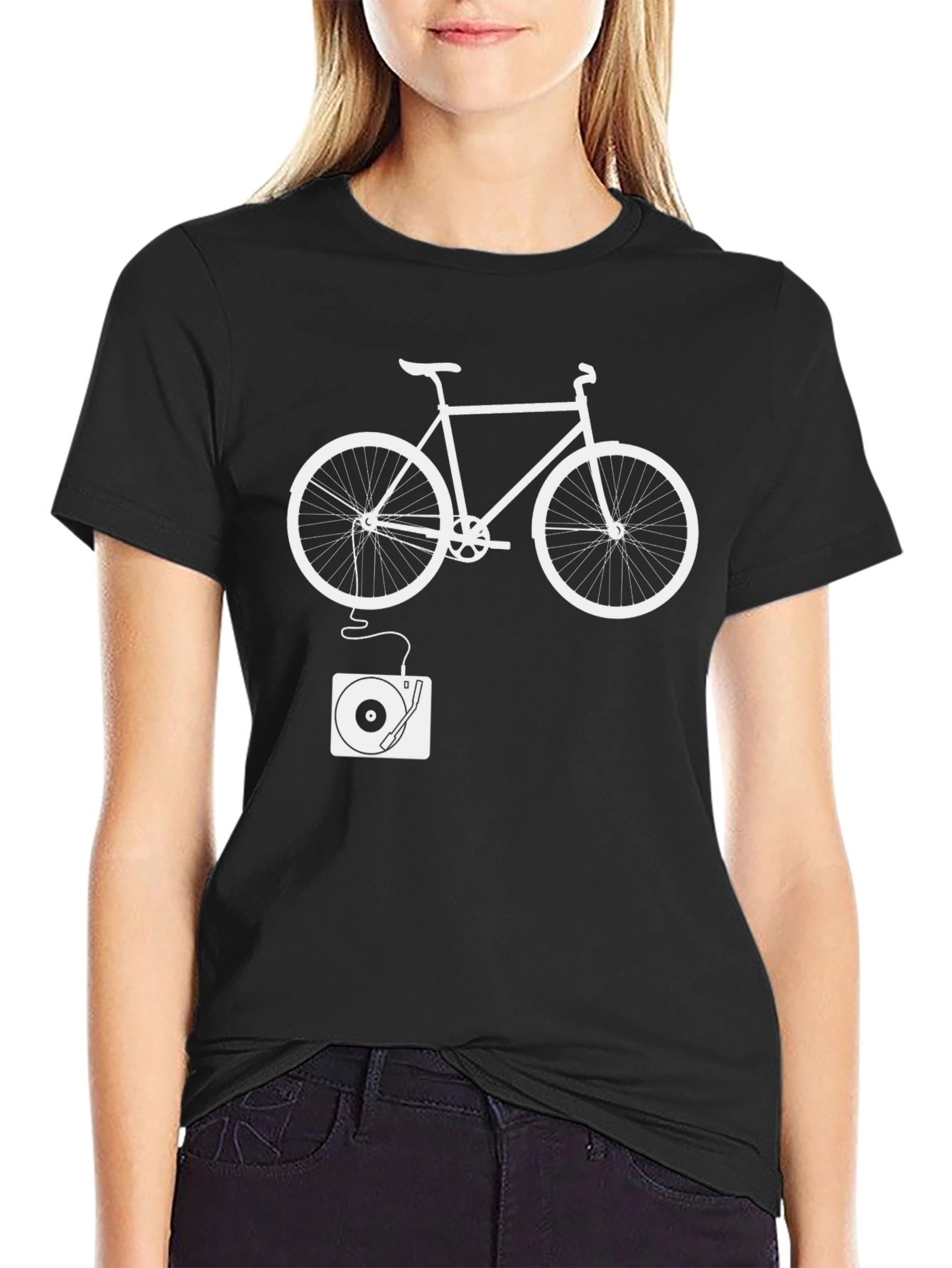 Bike & Vinyl Graphic Tee - Cool Unique Design