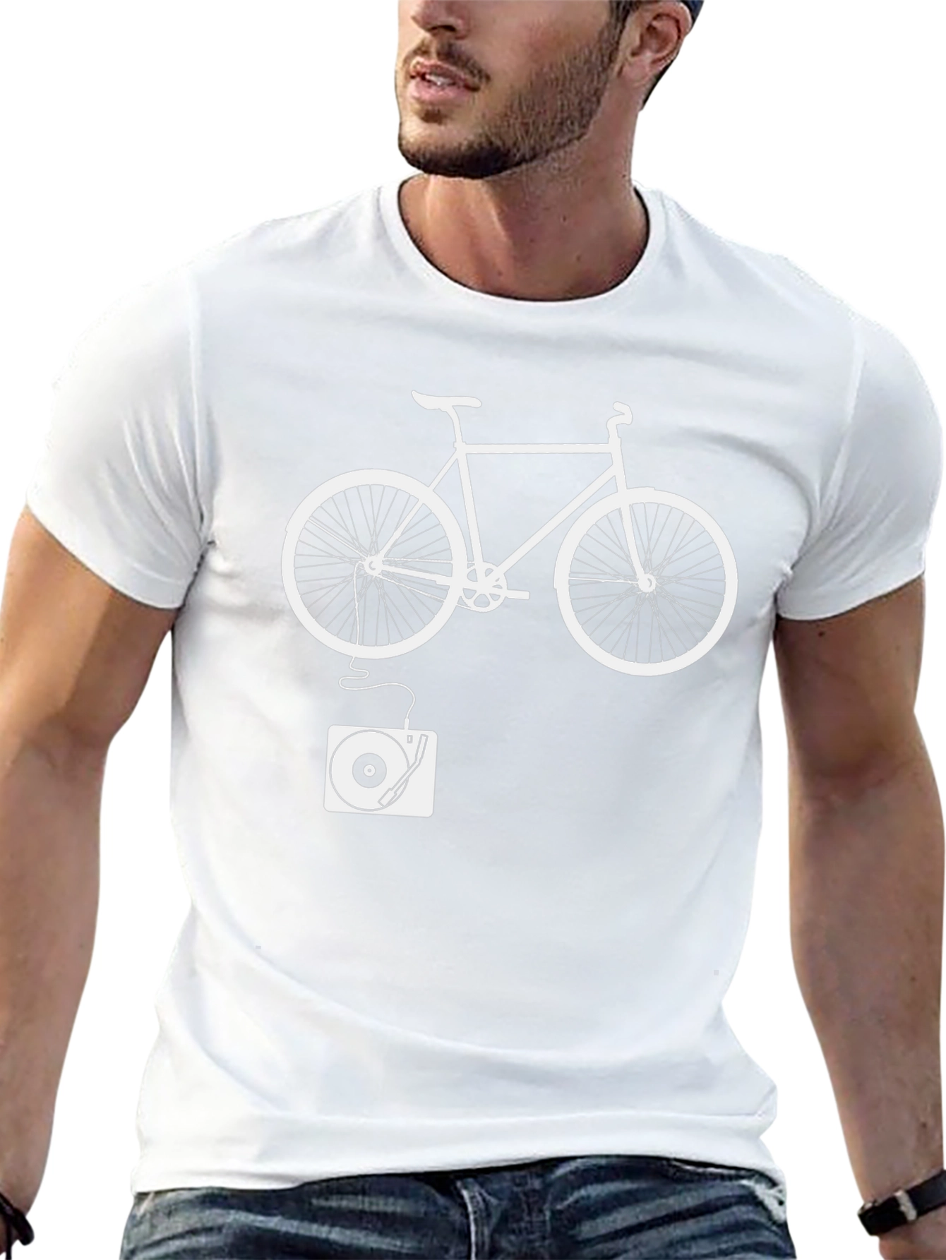 Bike & Vinyl Graphic Tee - Cool Unique Design