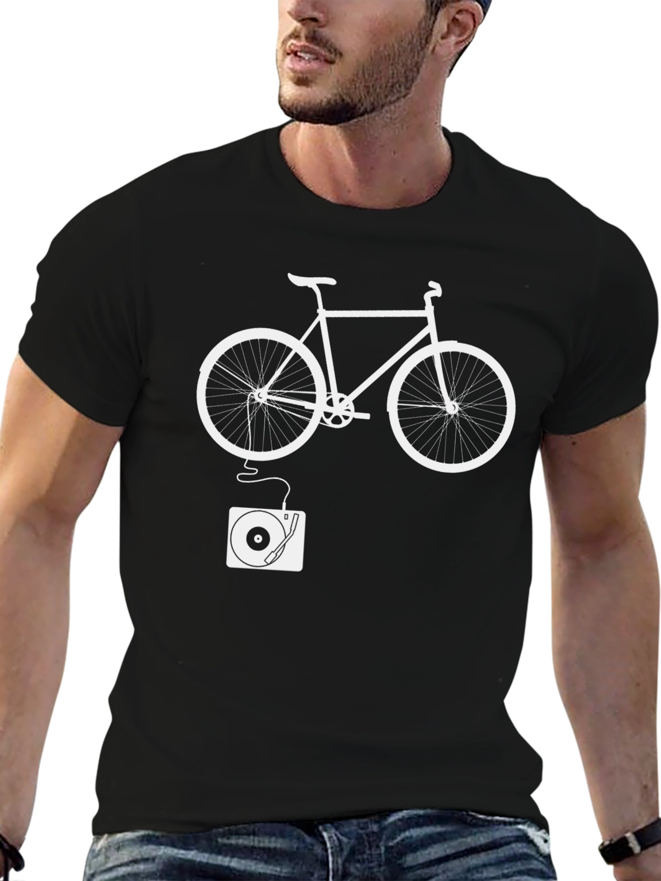 Bike & Vinyl Graphic Tee - Cool Unique Design