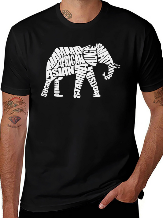 Elephant Word Art Graphic Tee - Unique Design