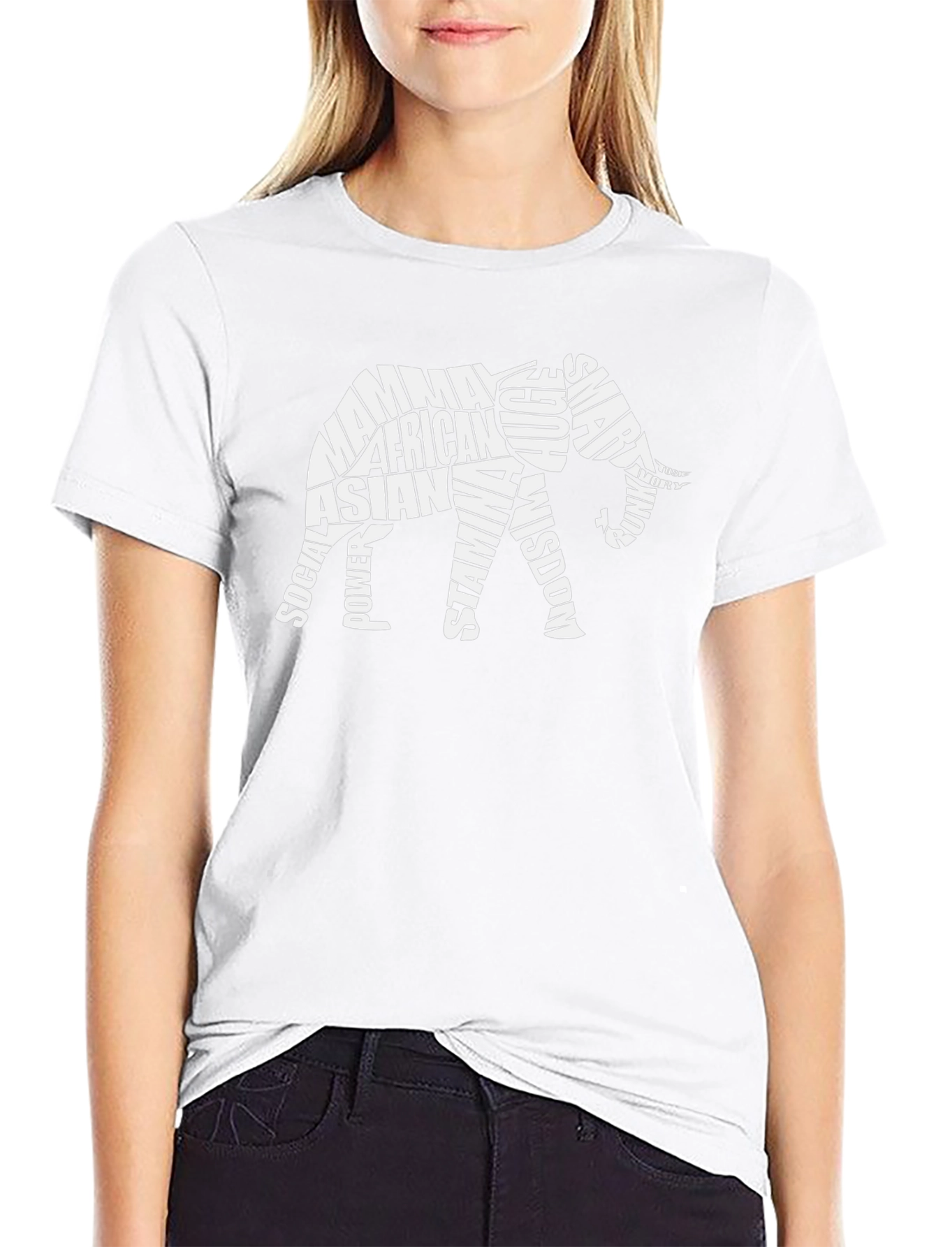 Elephant Word Art Graphic Tee - Unique Design