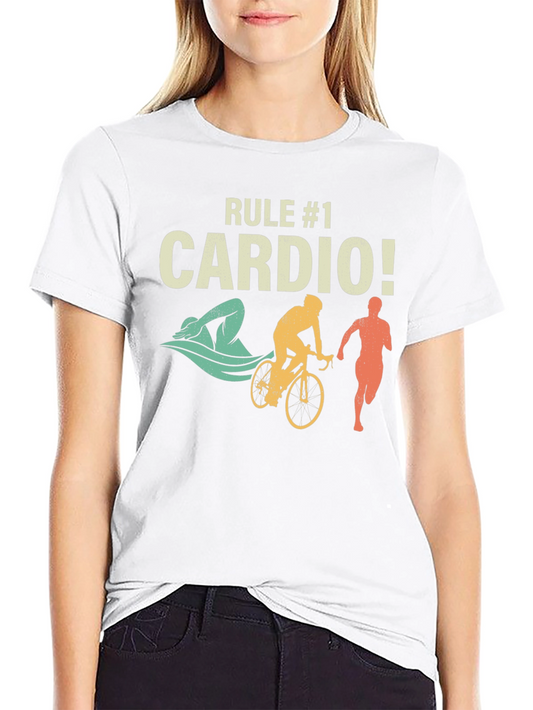 Cardio Rule #1 Black T-Shirt | Swimmer Cyclist Runner
