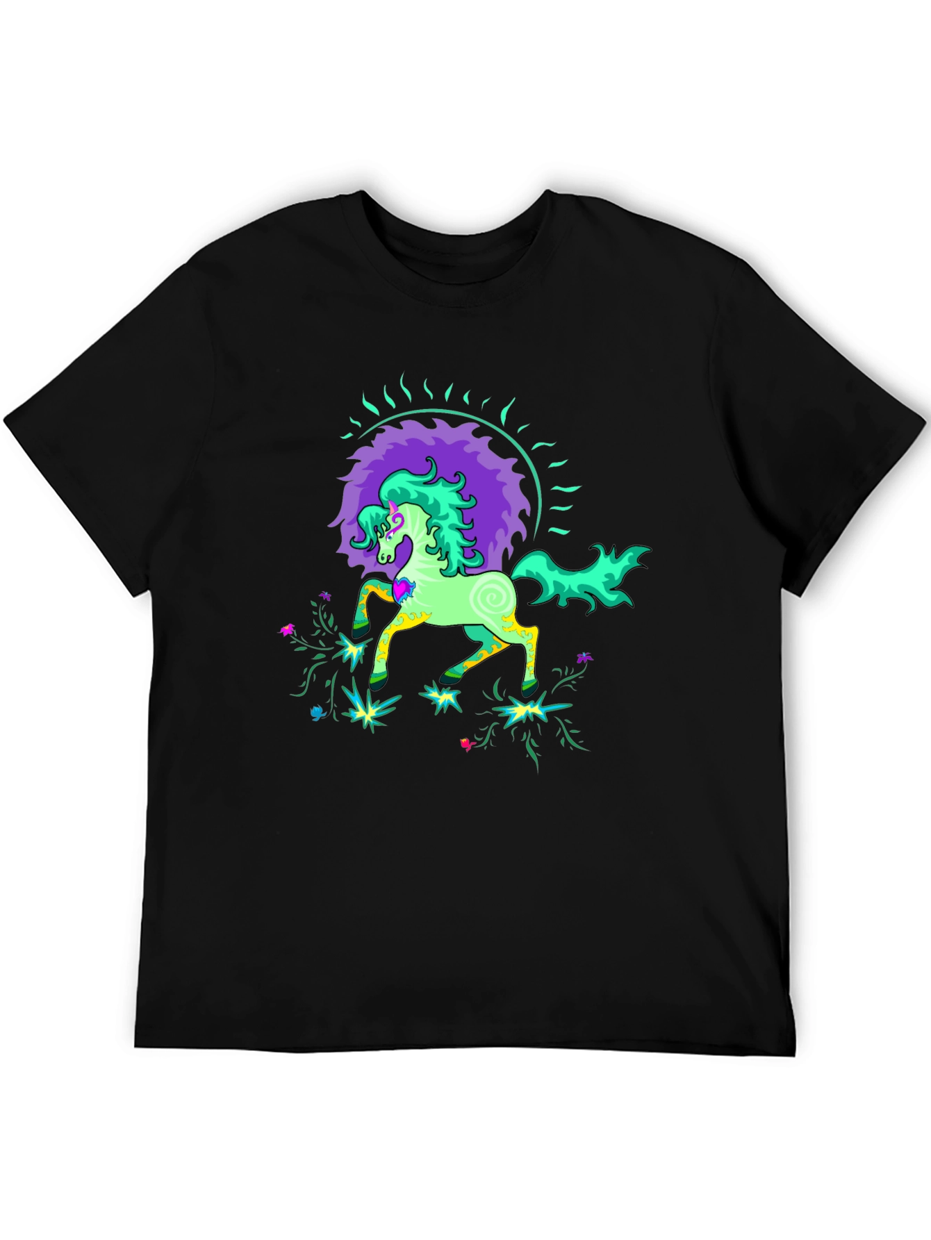 Psychedelic Horse Graphic Tee - Black
