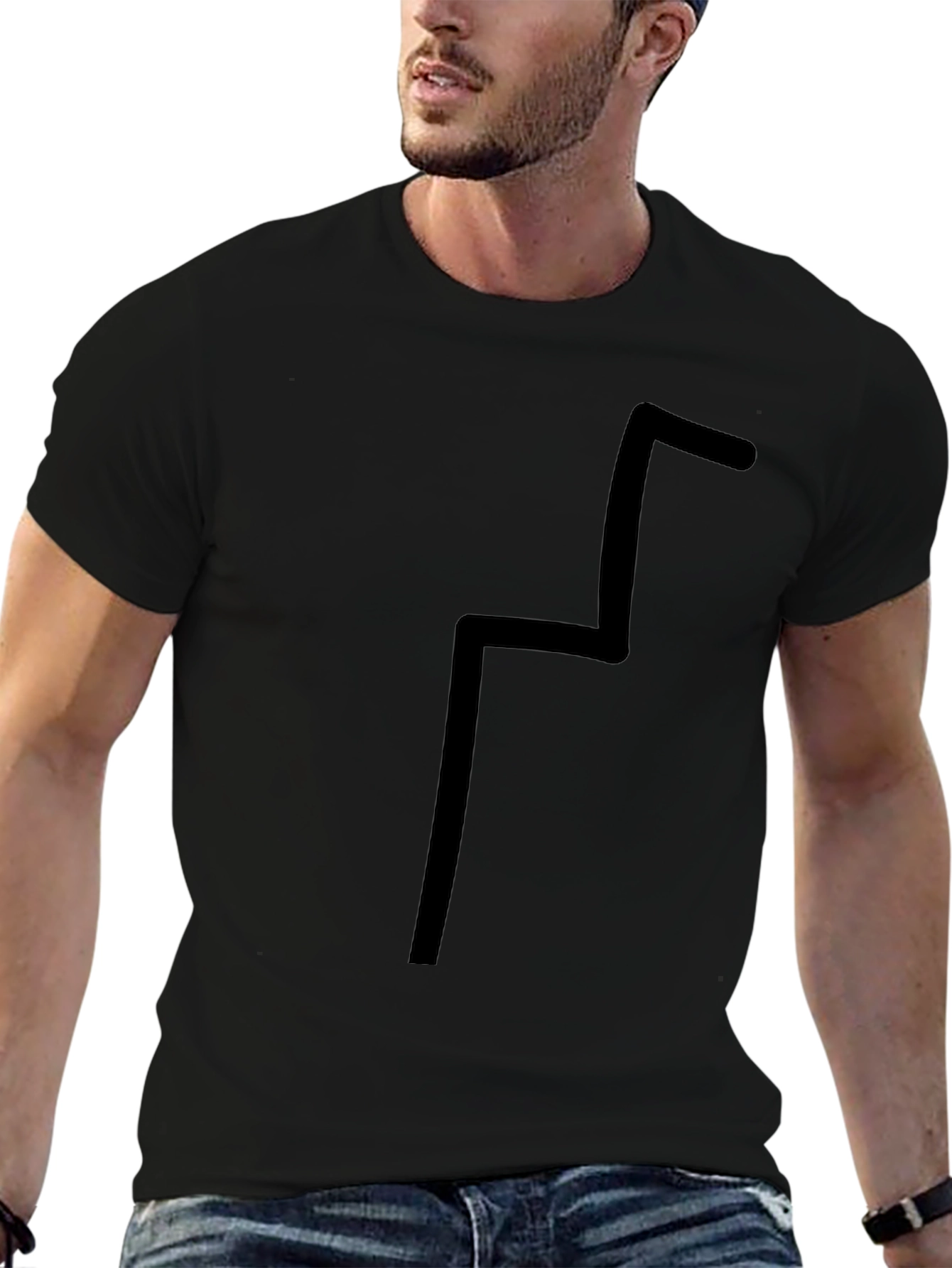 Unique Geometric Design Black T-Shirt