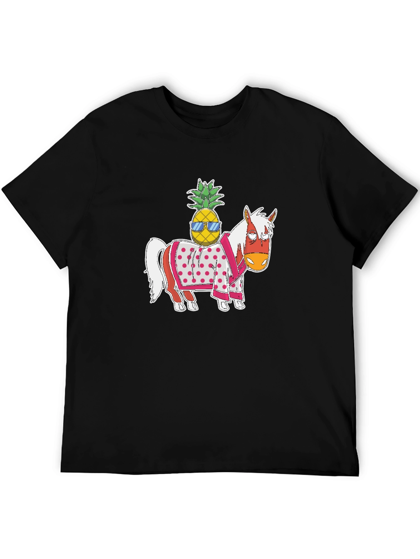Novelty Graphic T-Shirt: Horse with Pineapple Rider