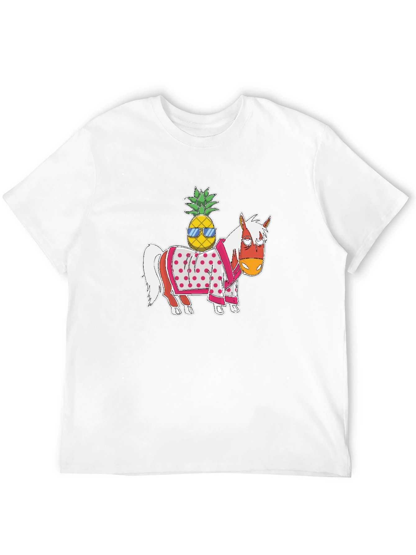 Novelty Graphic T-Shirt: Horse with Pineapple Rider