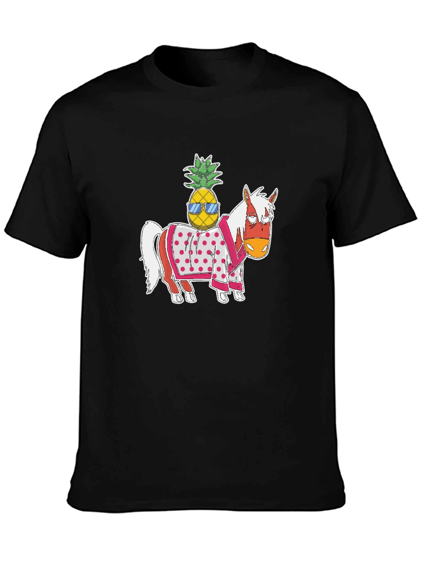 Novelty Graphic T-Shirt: Horse with Pineapple Rider