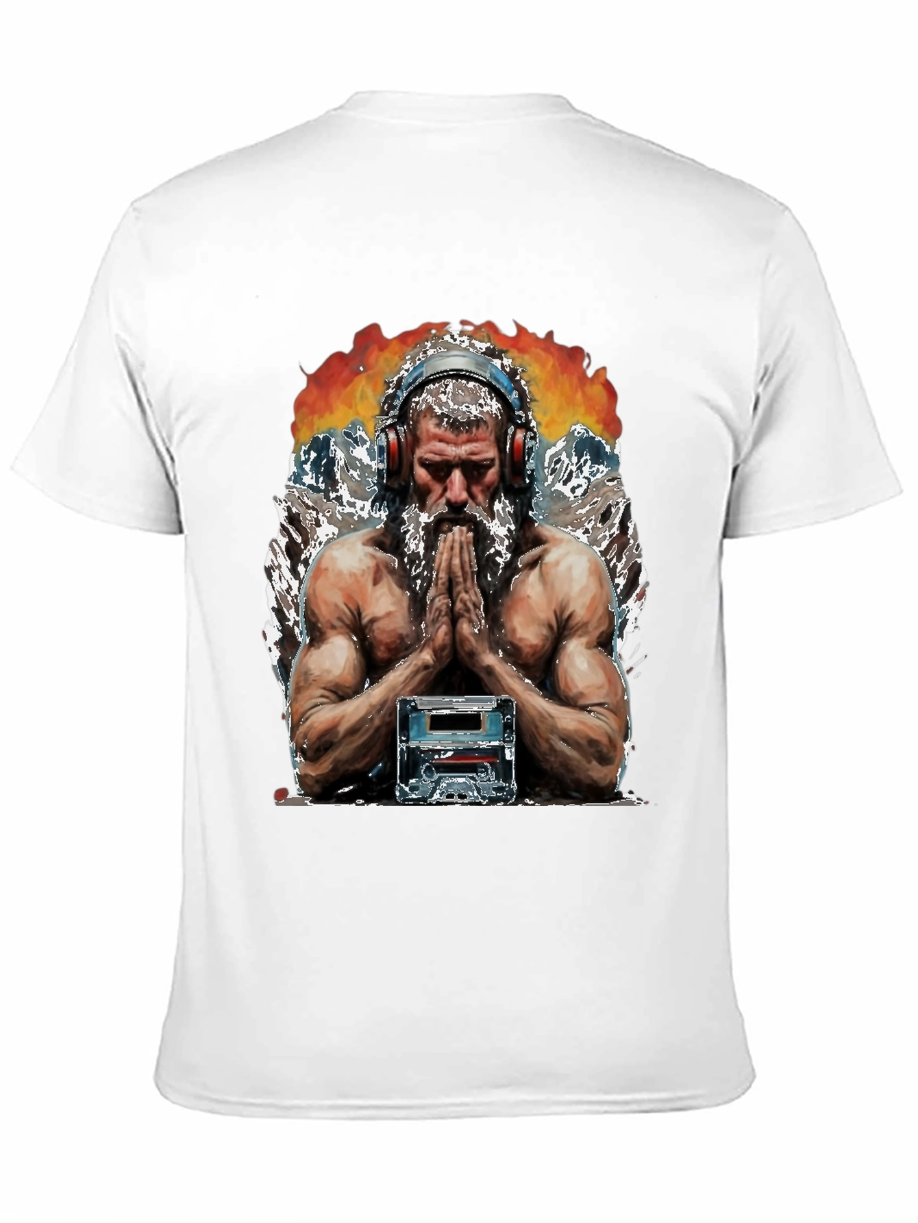 Retro Cassette Tape Muscular Man Black T-Shirt