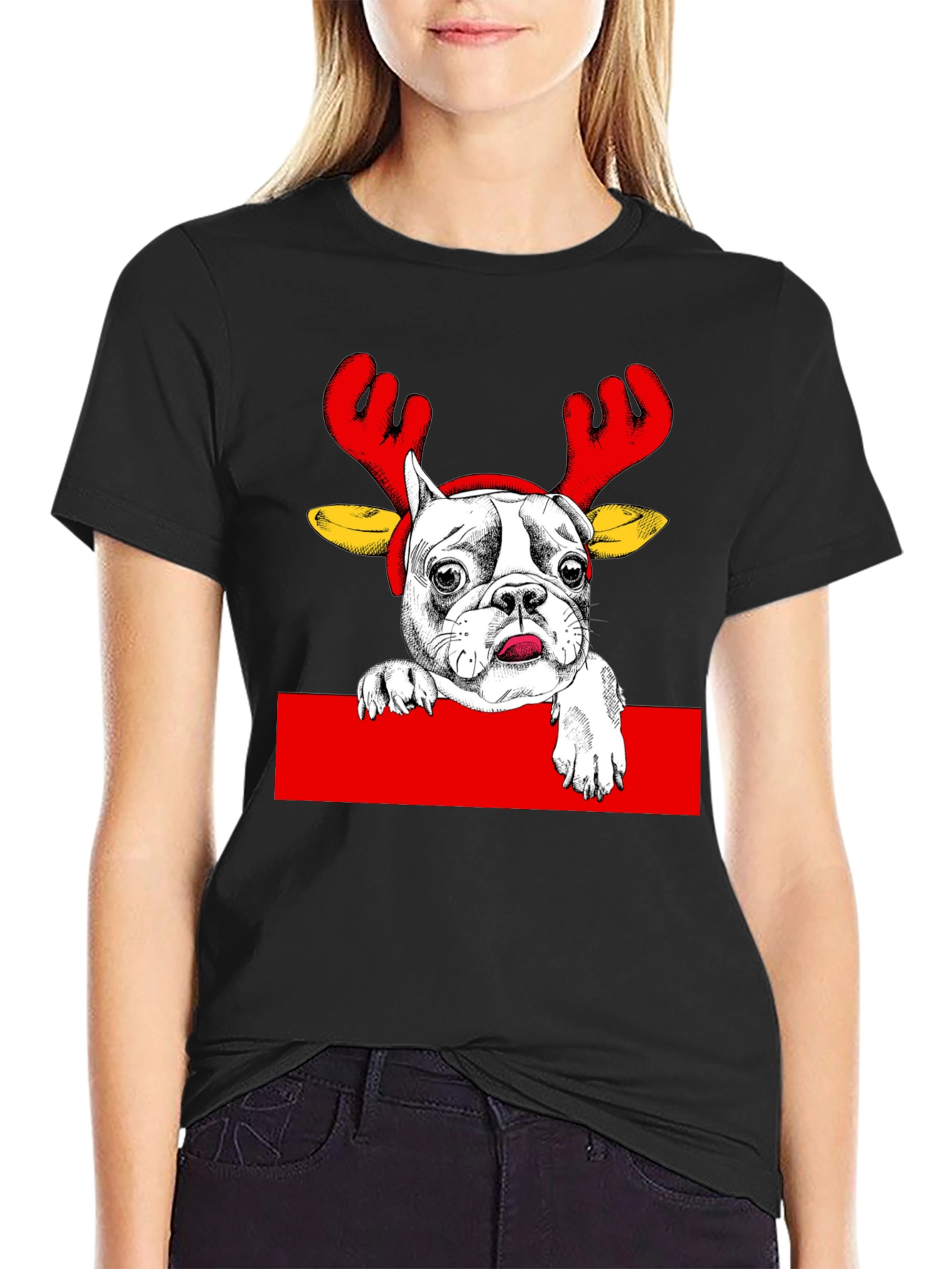 Reindeer Dog Graphic Tee - Holiday Apparel