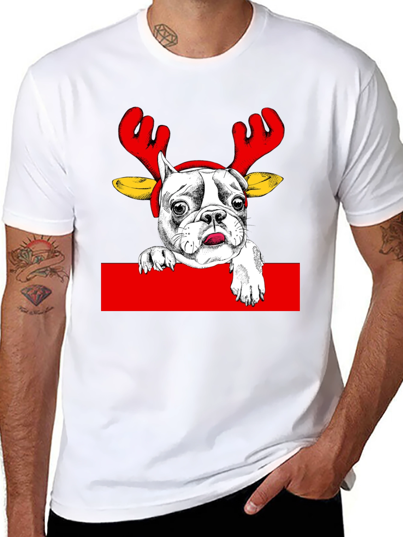 Reindeer Dog Graphic Tee - Holiday Apparel