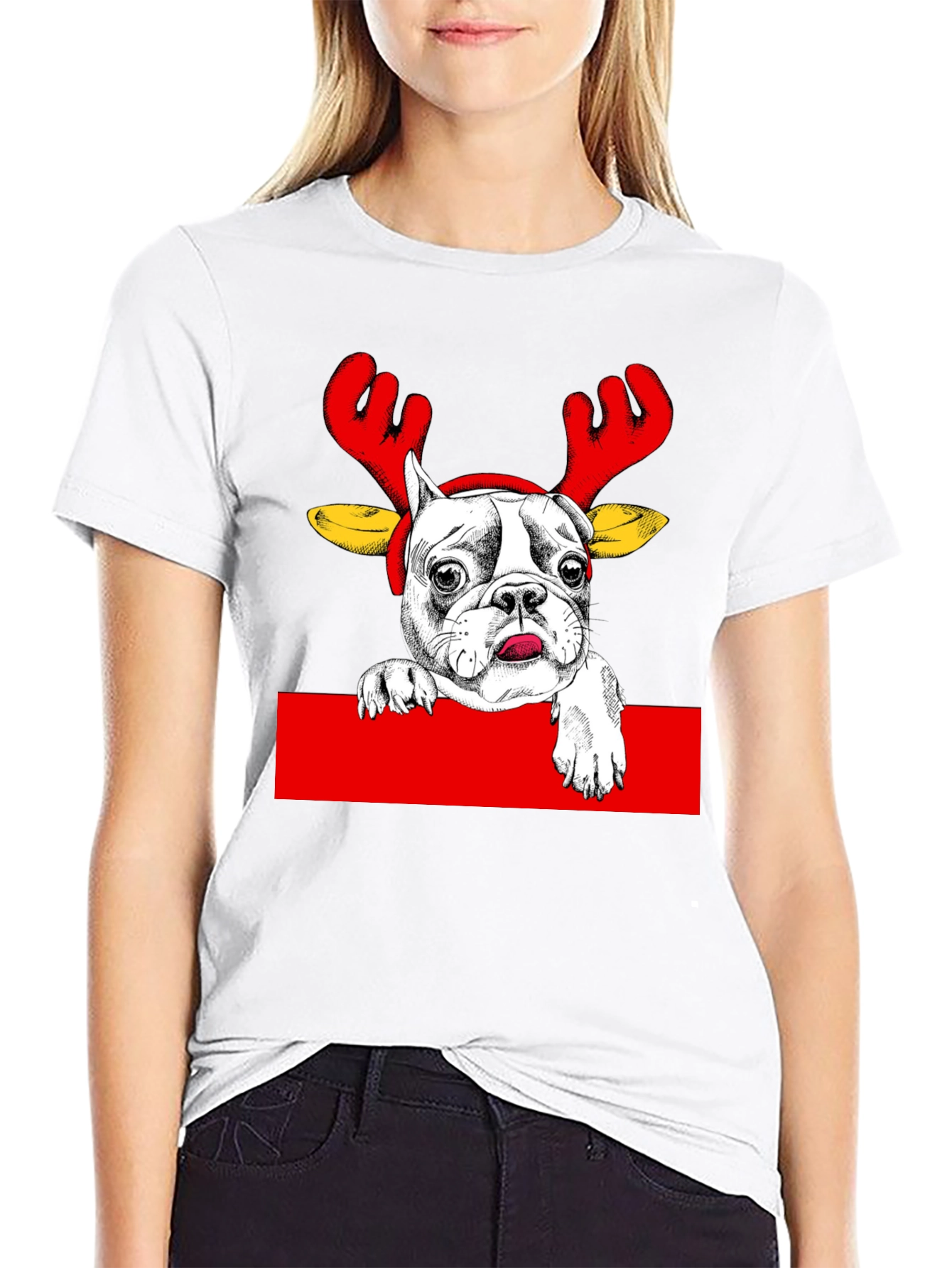 Reindeer Dog Graphic Tee - Holiday Apparel