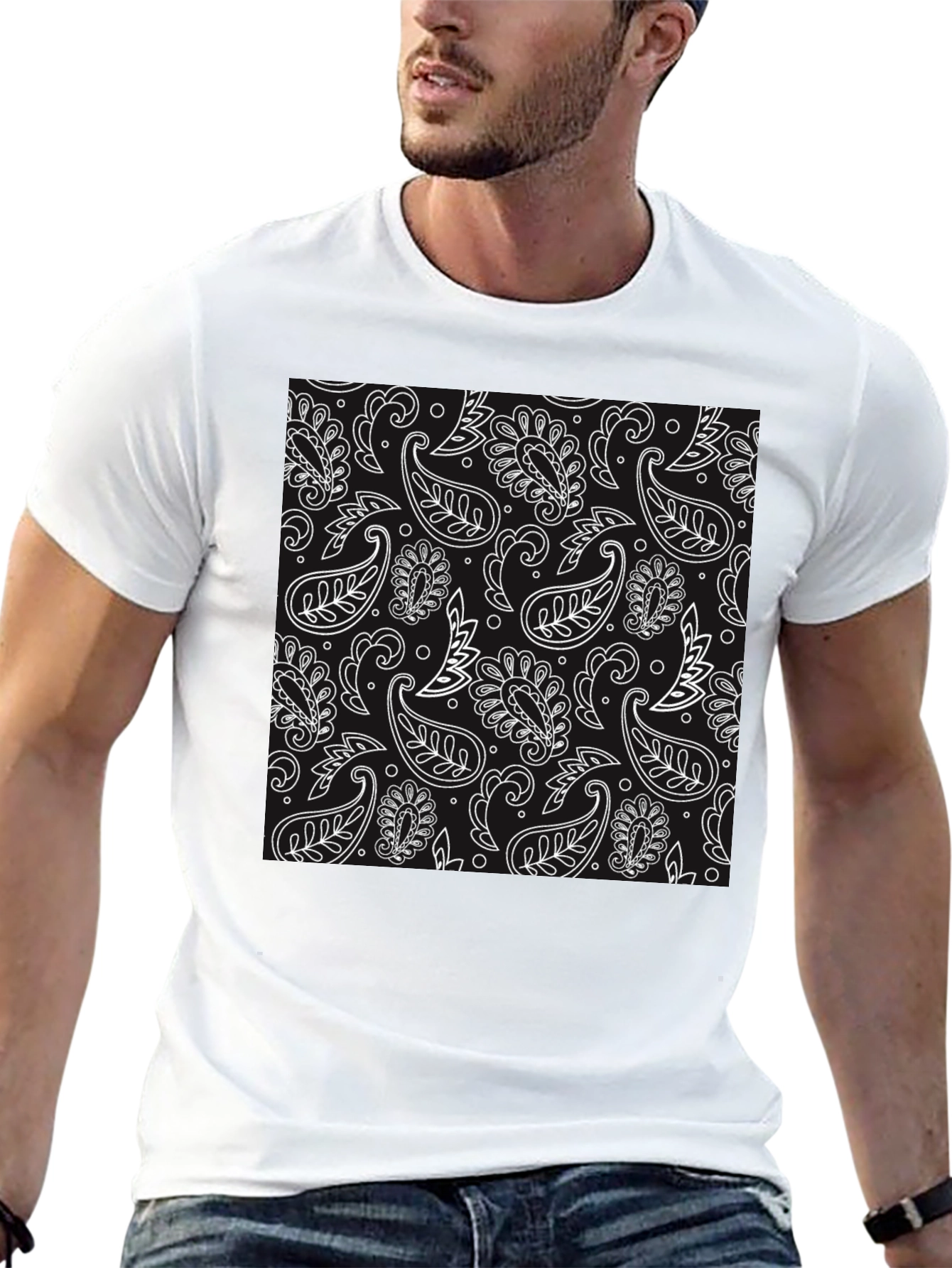 Black Paisley Print Tee