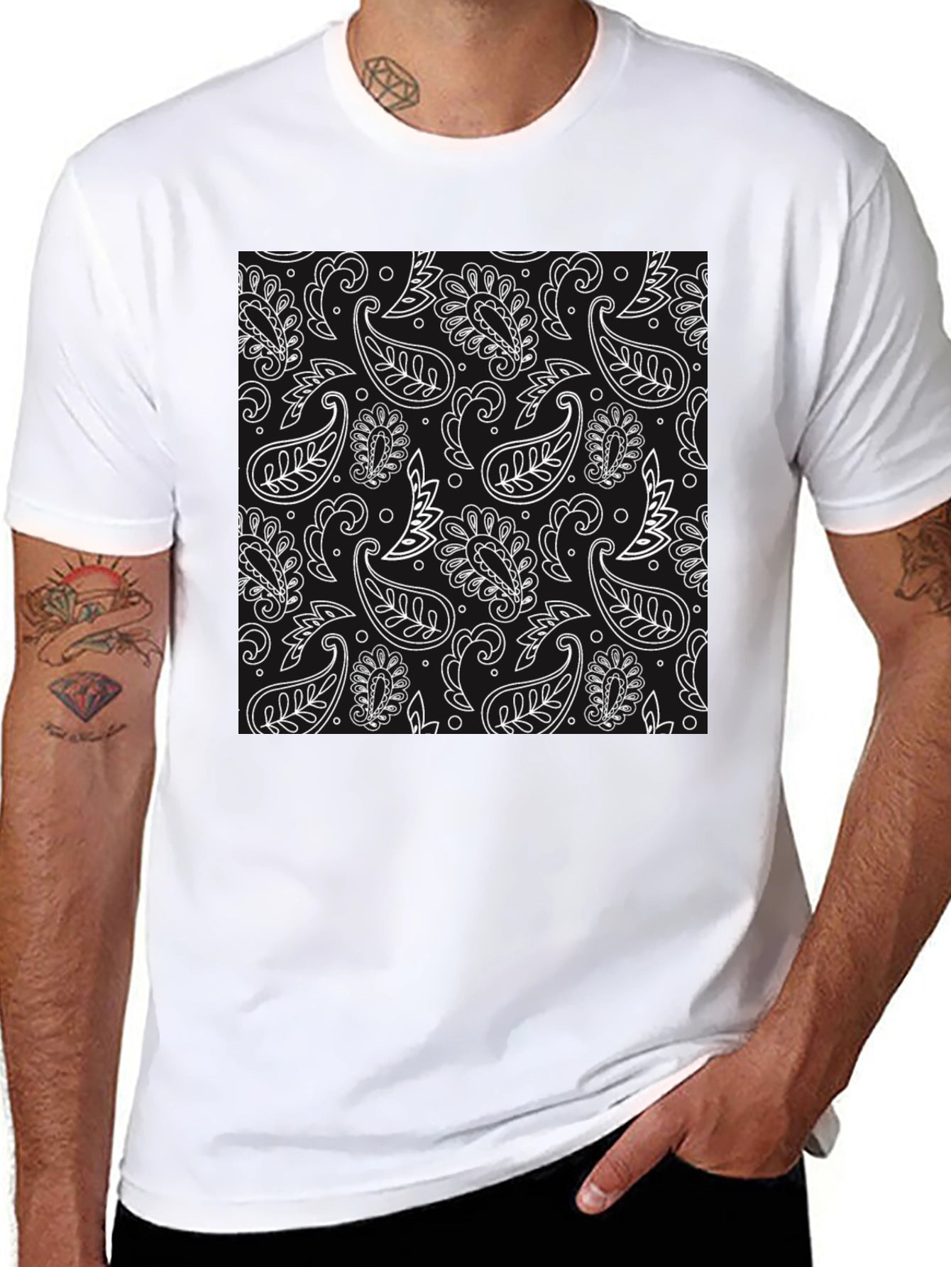 Black Paisley Print Tee