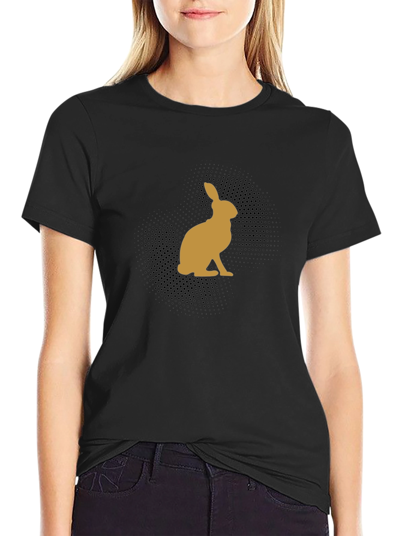 Rabbit Silhouette Black T-Shirt