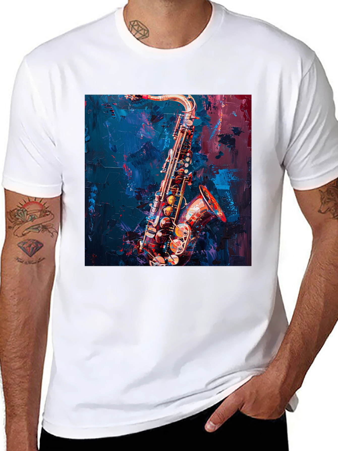Saxophone Music Art T-Shirt - Black