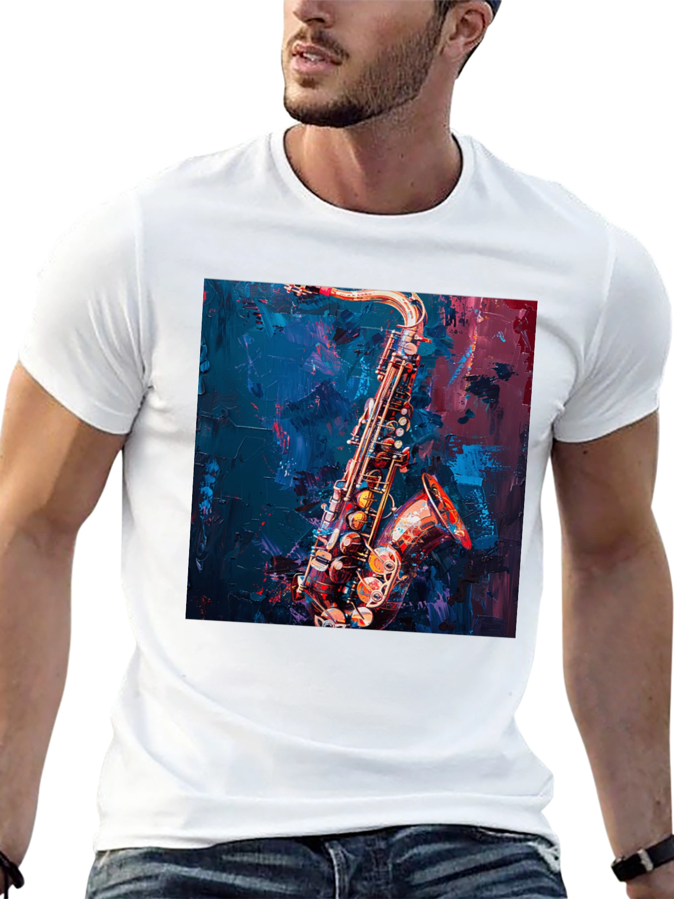 Saxophone Music Art T-Shirt - Black