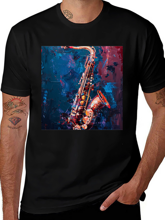Saxophone Music Art T-Shirt - Black