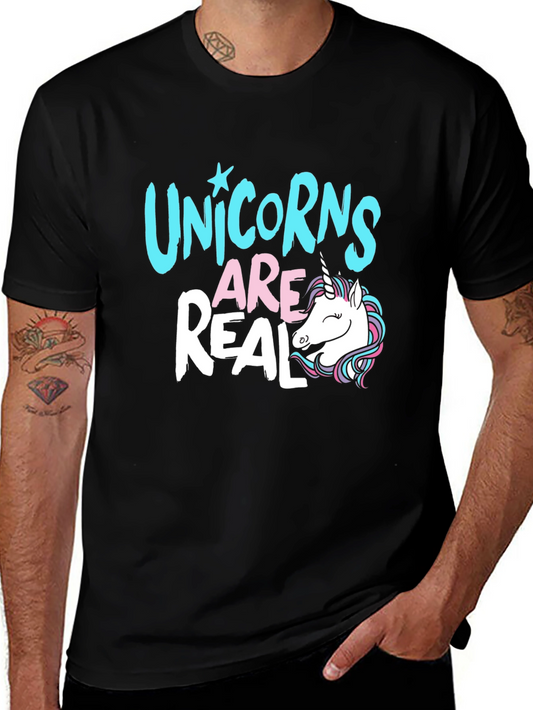 Unicorns Are Real Graphic Tee - Black
