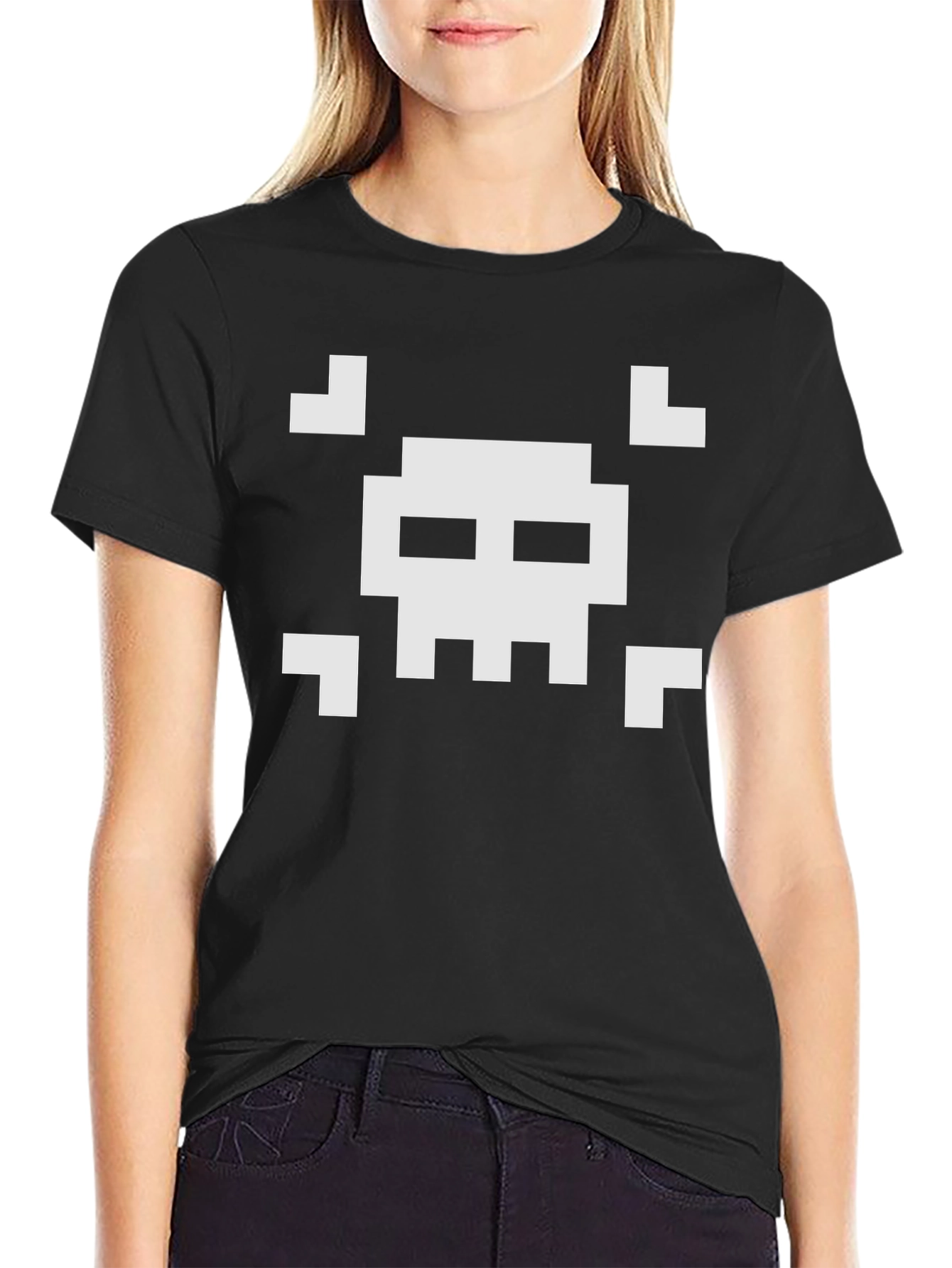 Pixelated Skull T-Shirt - Retro Gaming Style