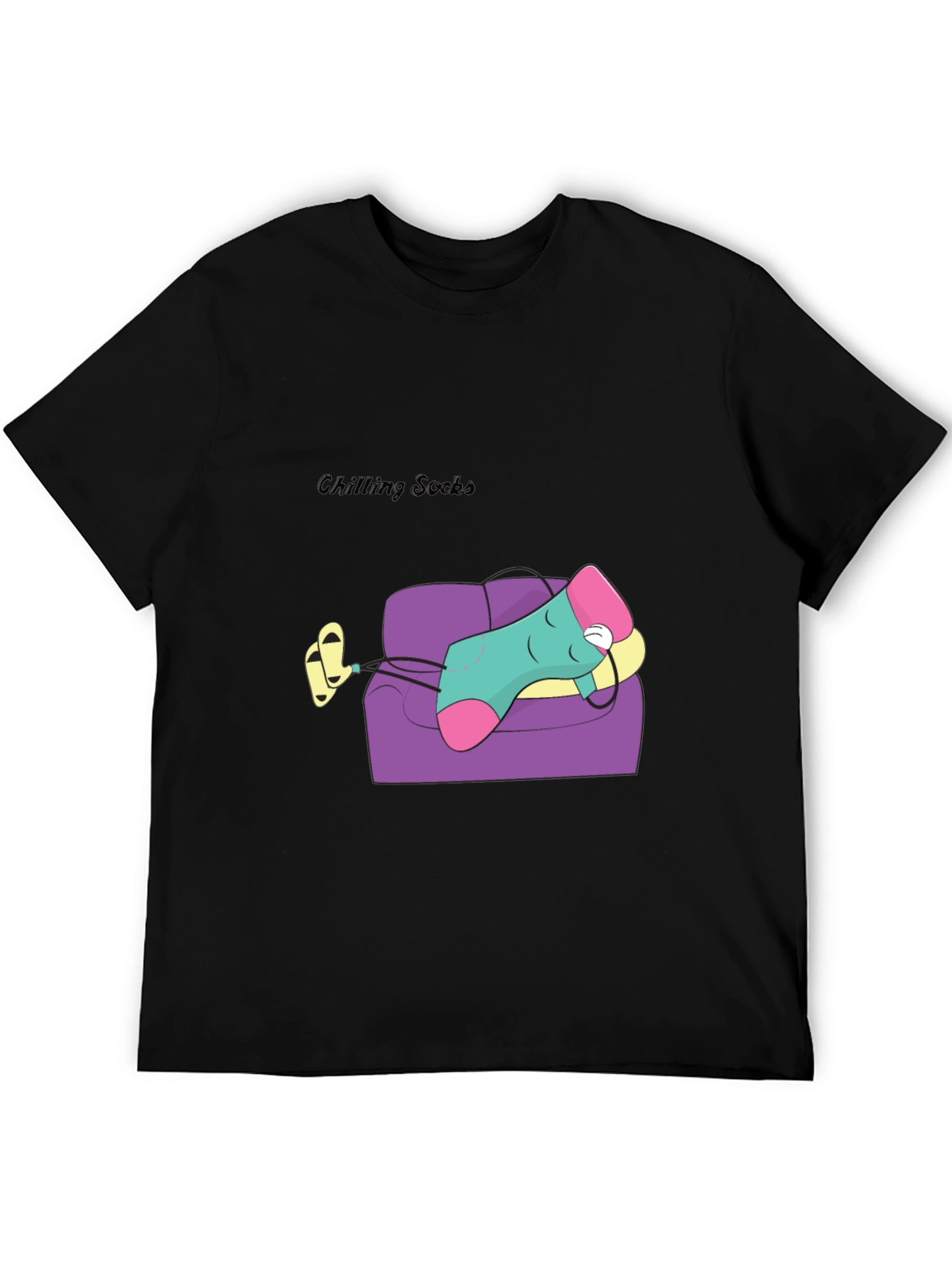 Chilling Socks Cartoon Graphic Tee - Relaxed Fit