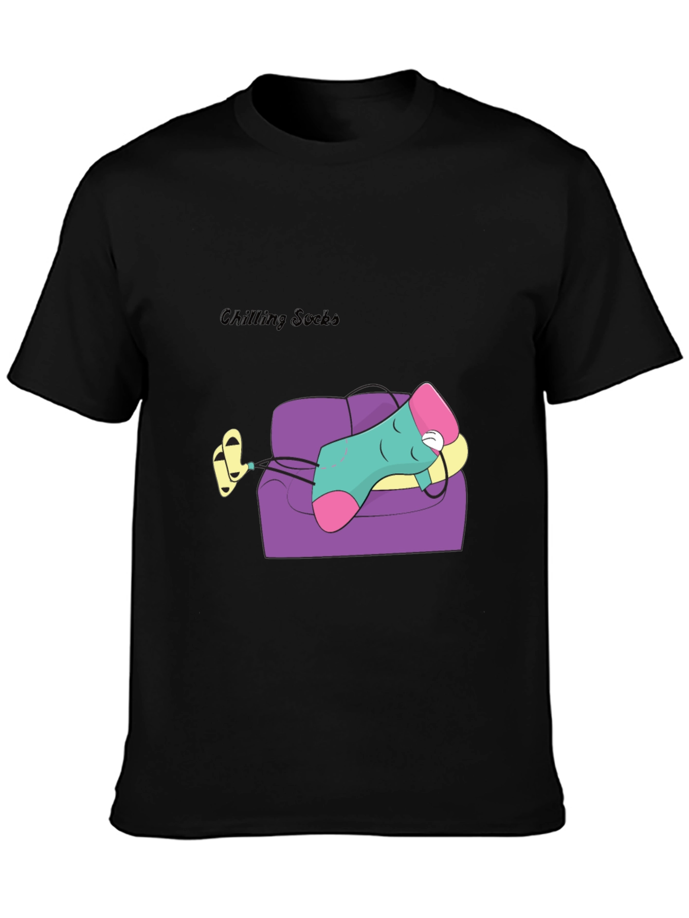 Chilling Socks Cartoon Graphic Tee - Relaxed Fit