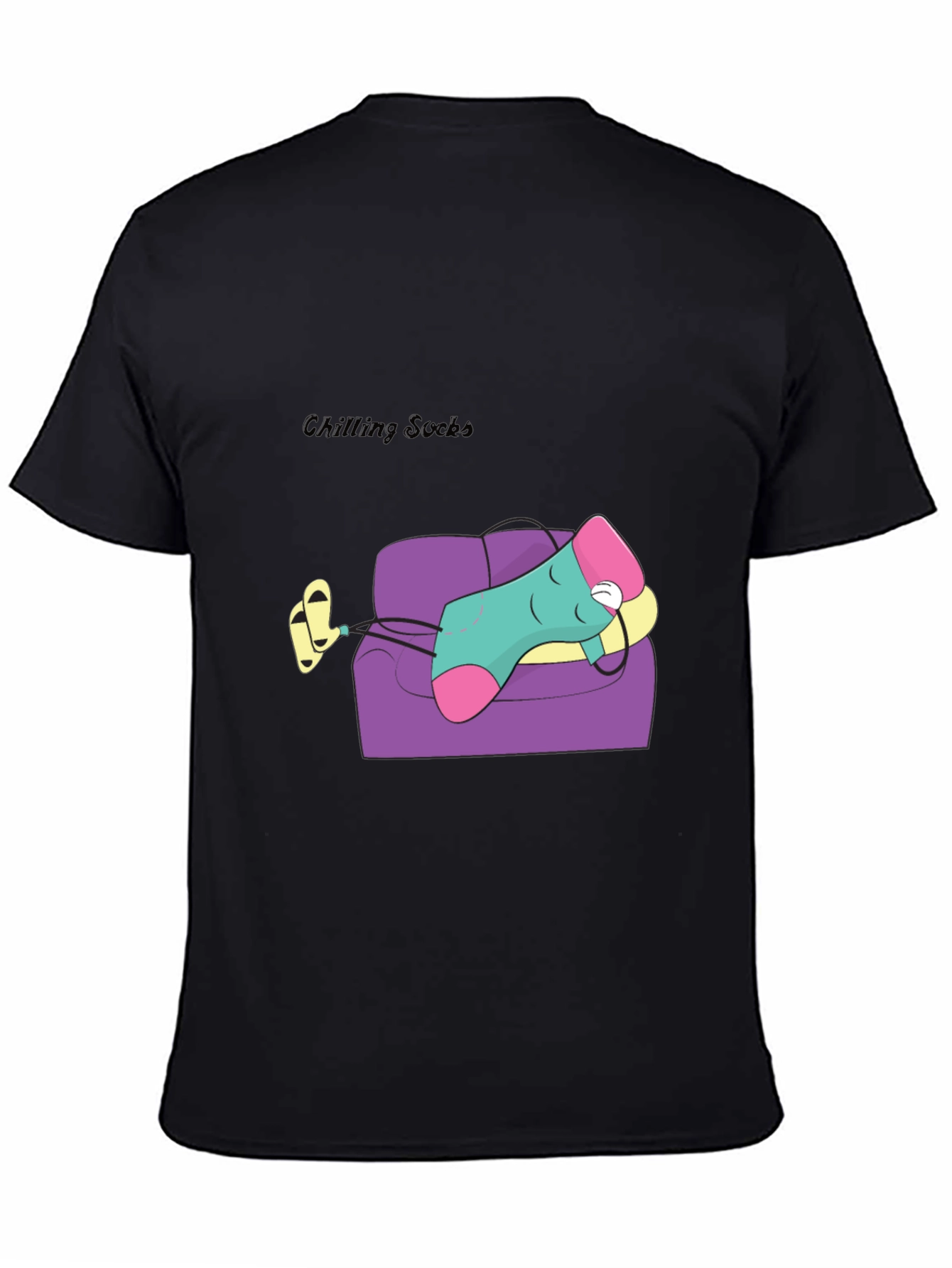 Chilling Socks Cartoon Graphic Tee - Relaxed Fit