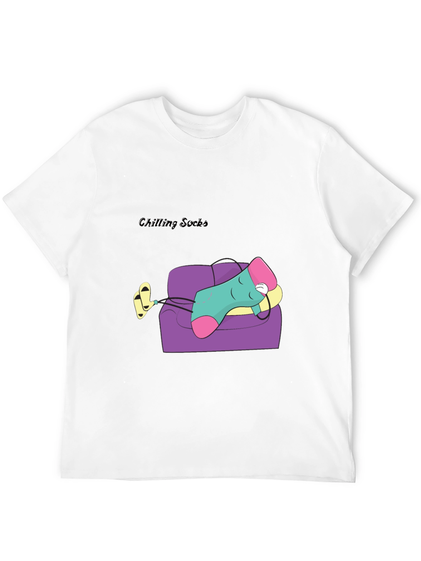 Chilling Socks Cartoon Graphic Tee - Relaxed Fit