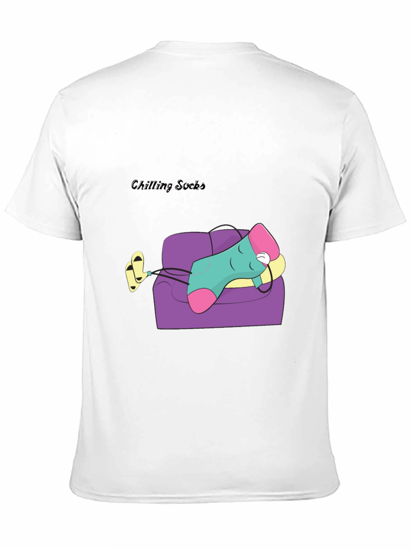 Chilling Socks Cartoon Graphic Tee - Relaxed Fit