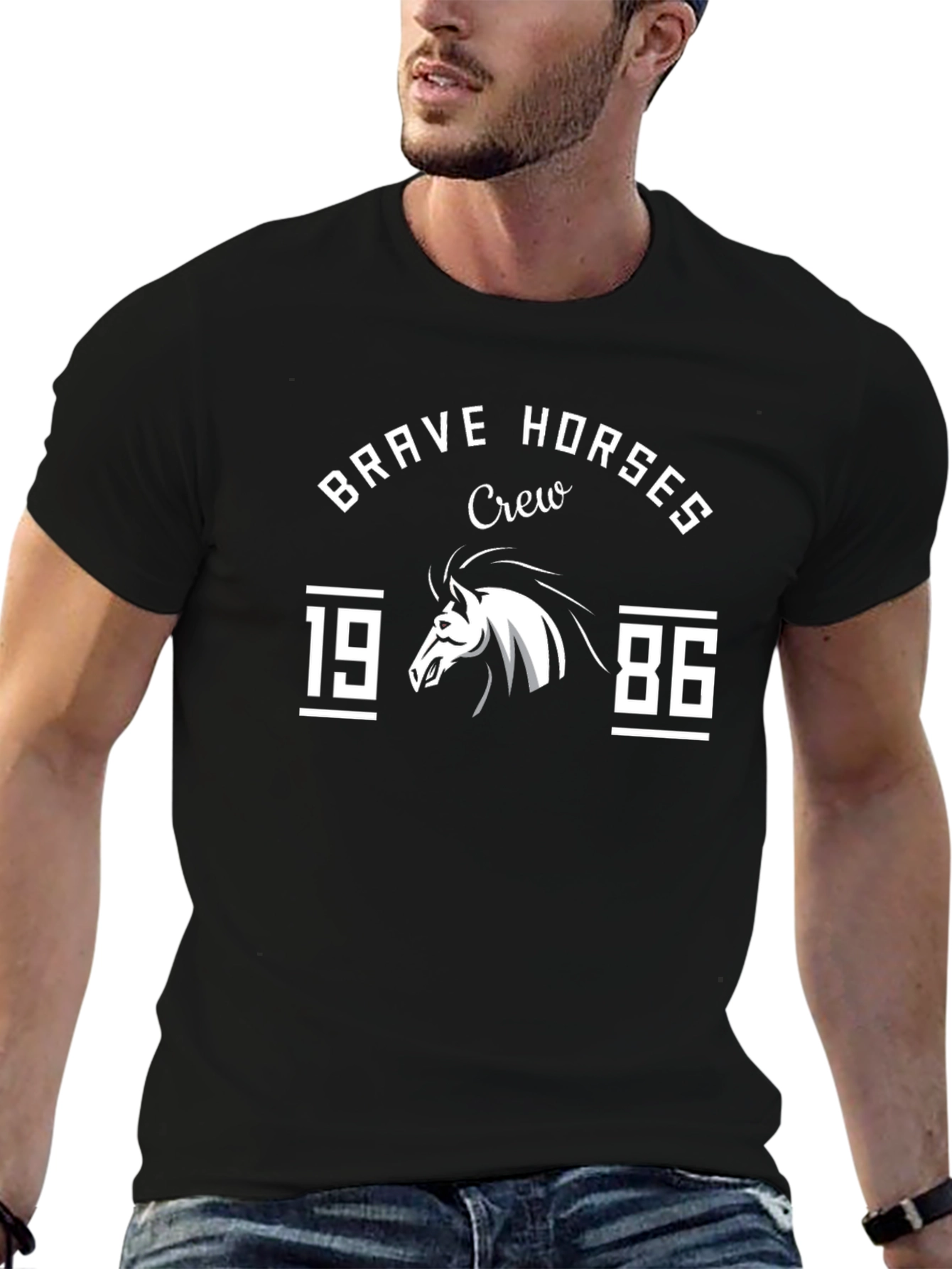 Brave Horses Crew 1986 Black Graphic T-Shirt