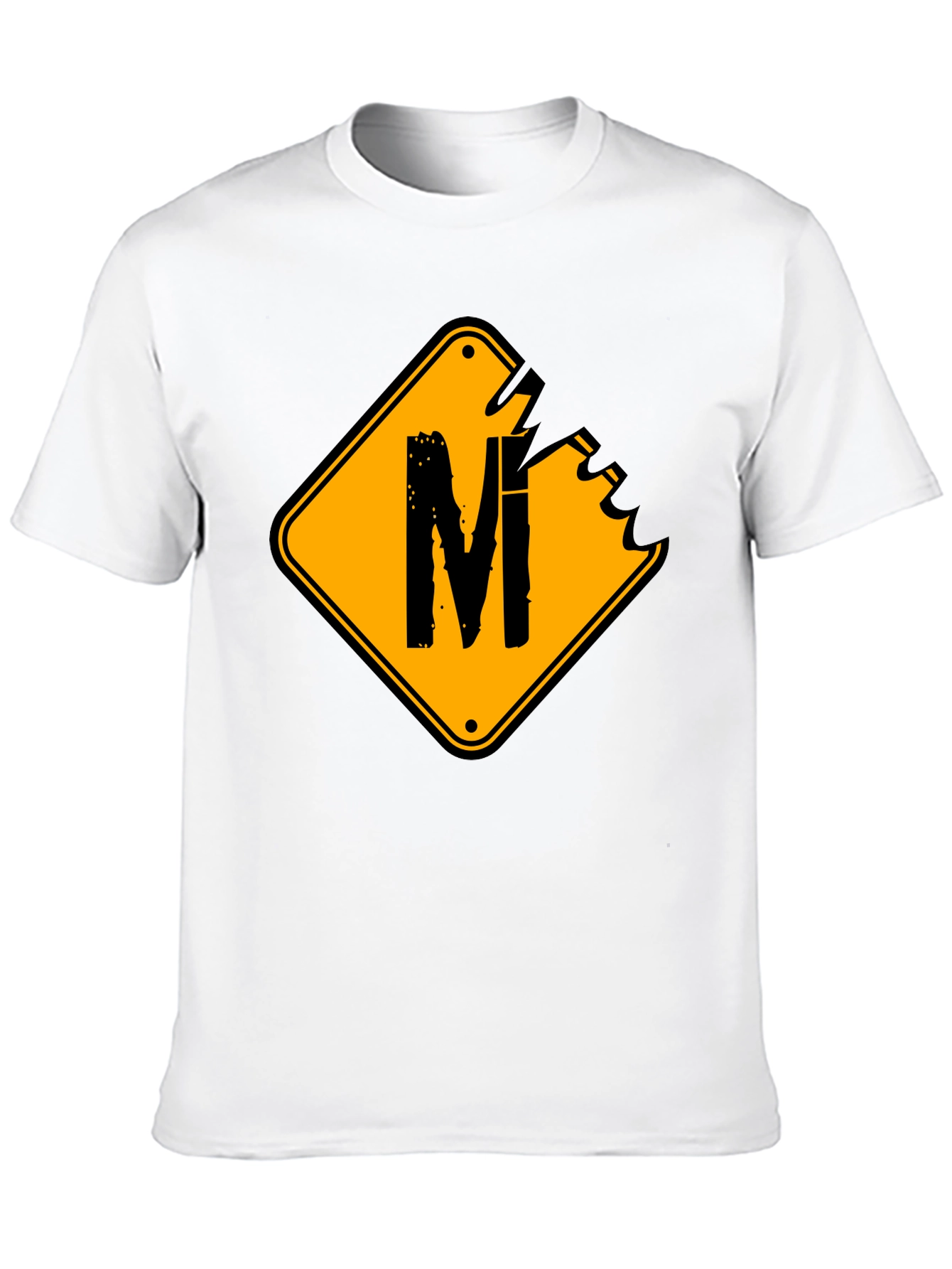 Mens Black T-Shirt with Road Sign M