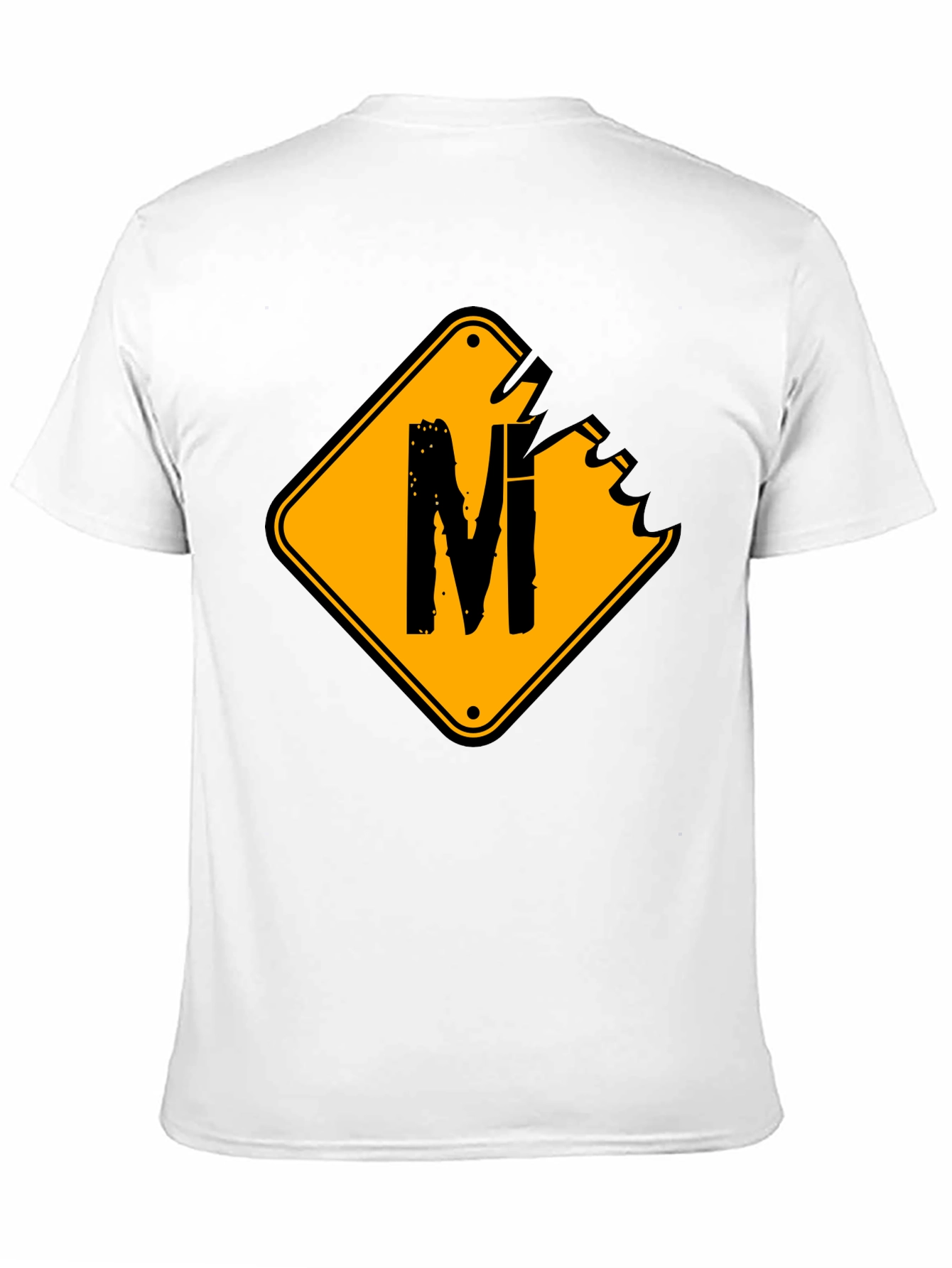 Mens Black T-Shirt with Road Sign M
