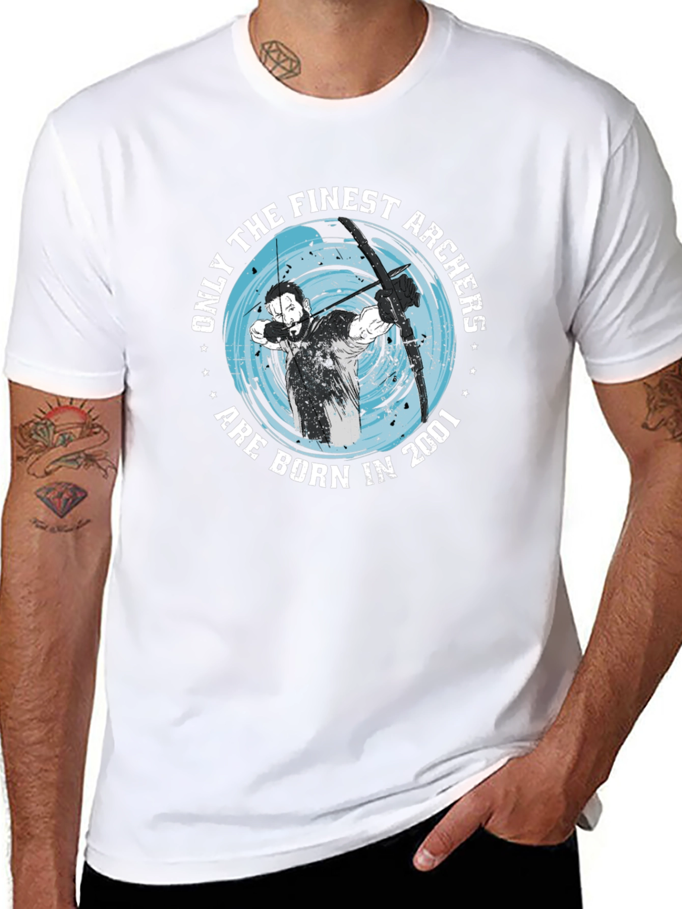 Finest Archers Born in 2001 Black Graphic T-Shirt