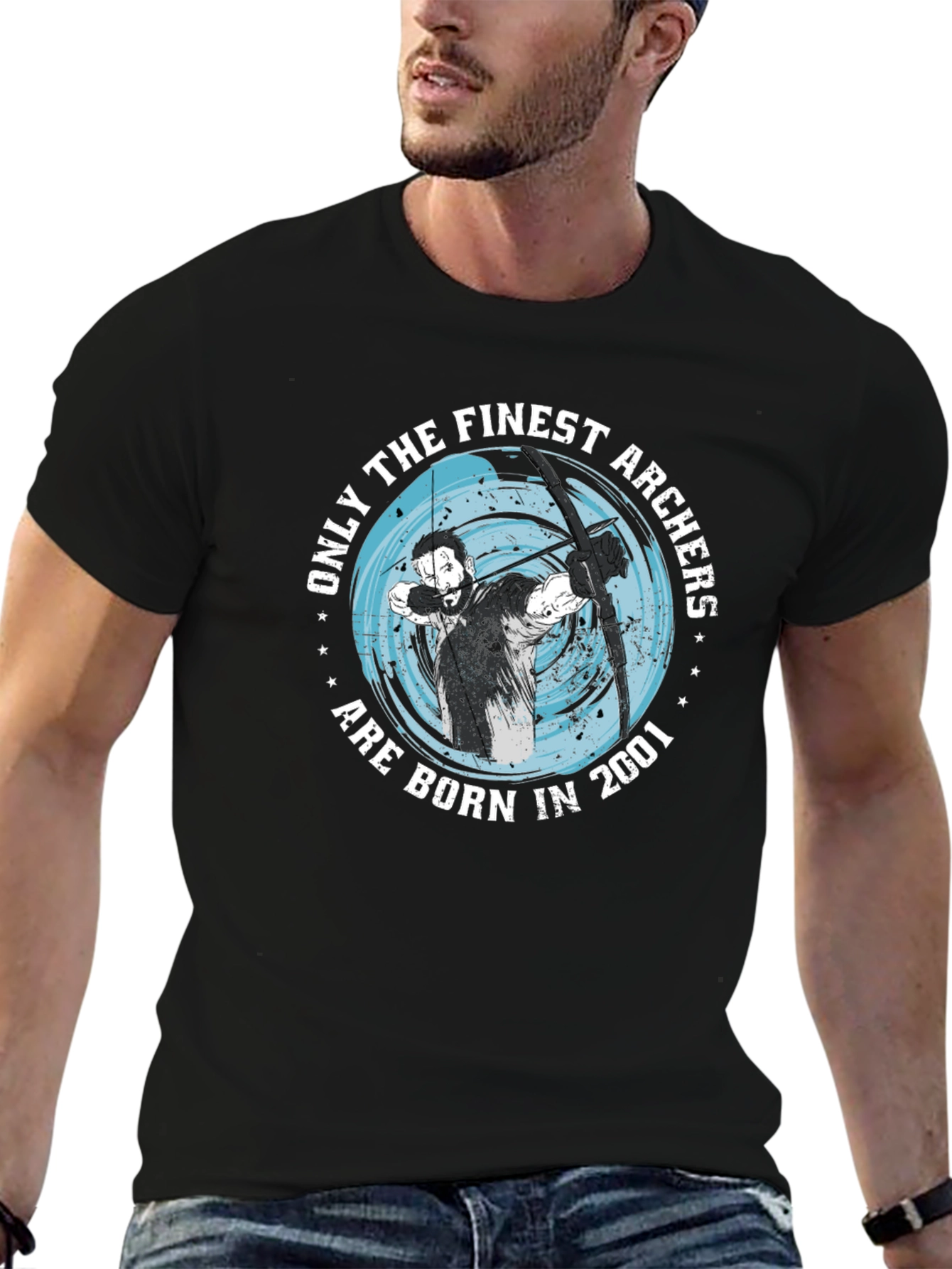 Finest Archers Born in 2001 Black Graphic T-Shirt
