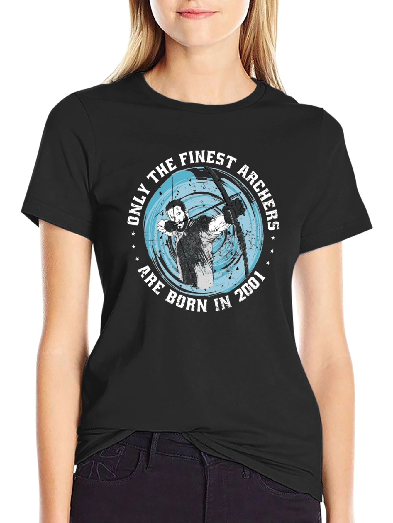 Finest Archers Born in 2001 Black Graphic T-Shirt