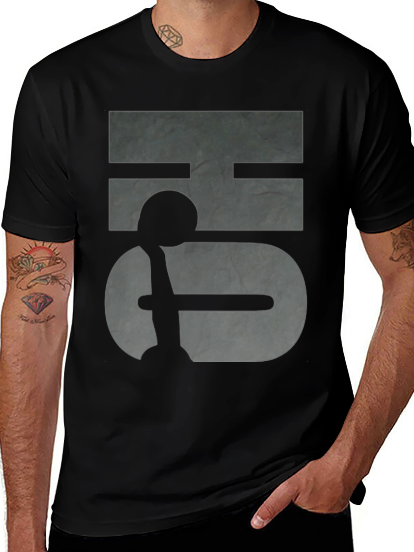 Abstract Graphic Print Black T-Shirt