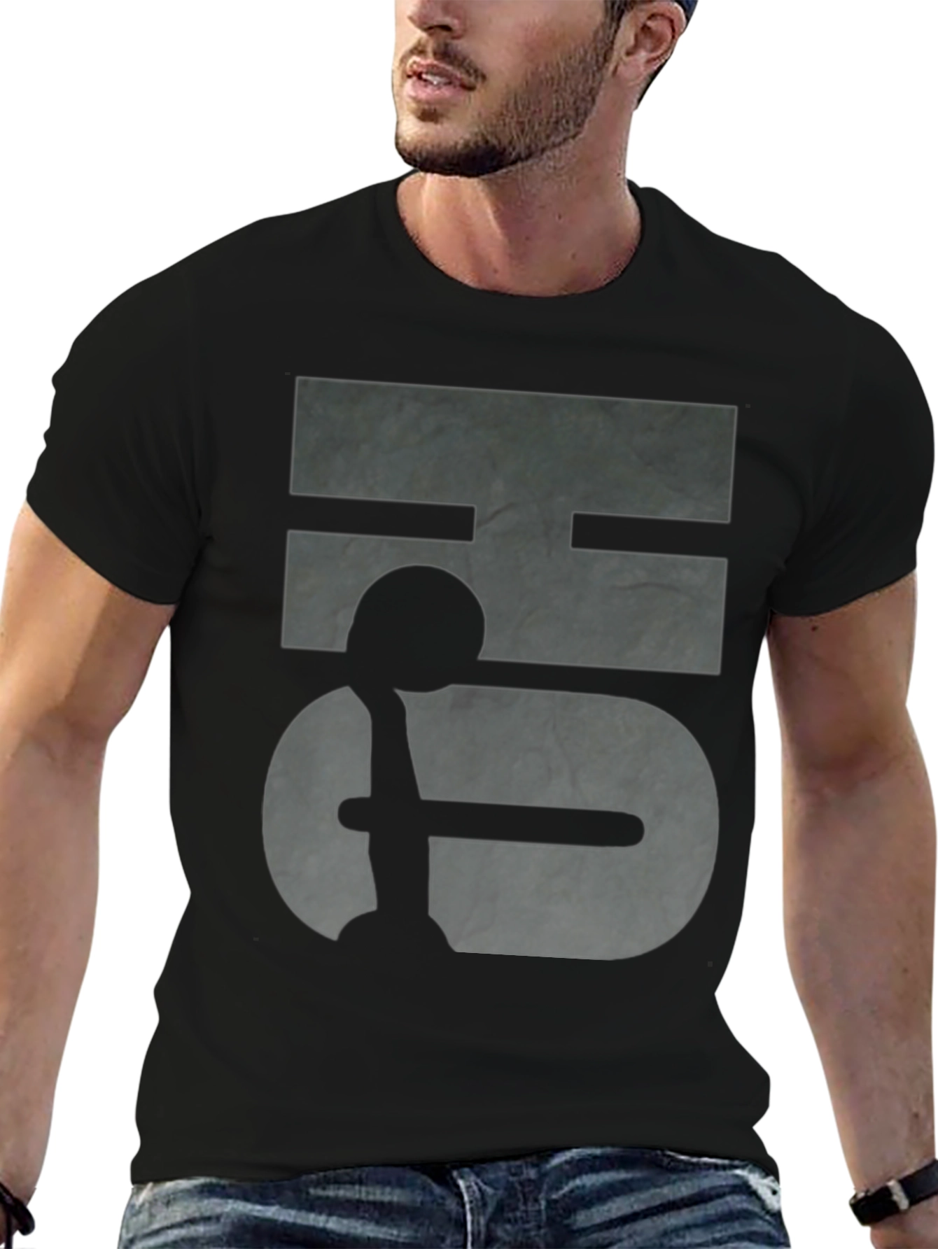 Abstract Graphic Print Black T-Shirt
