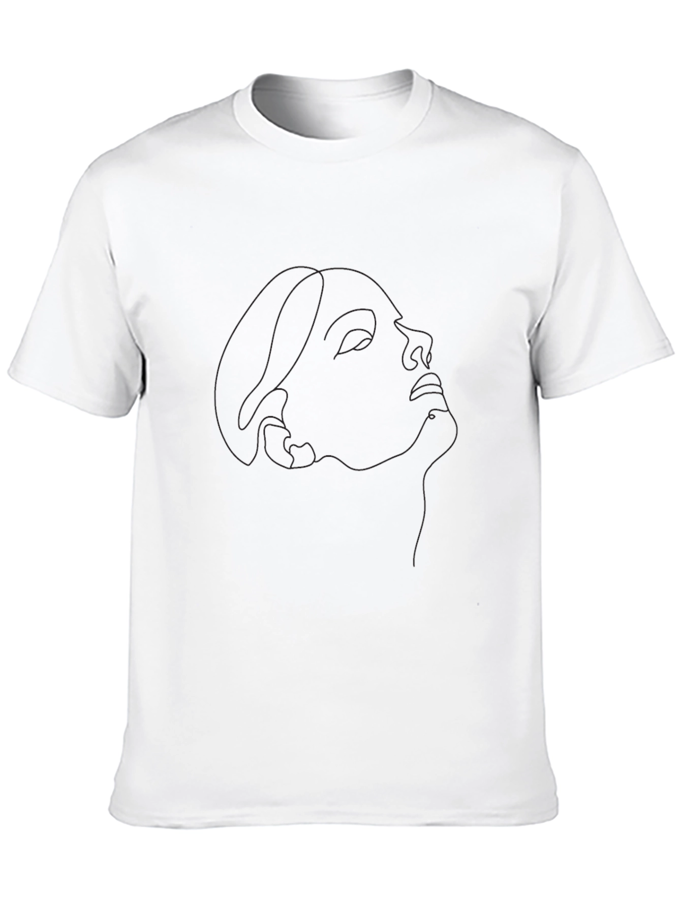 Minimalist Portrait Line Art Black T-Shirt