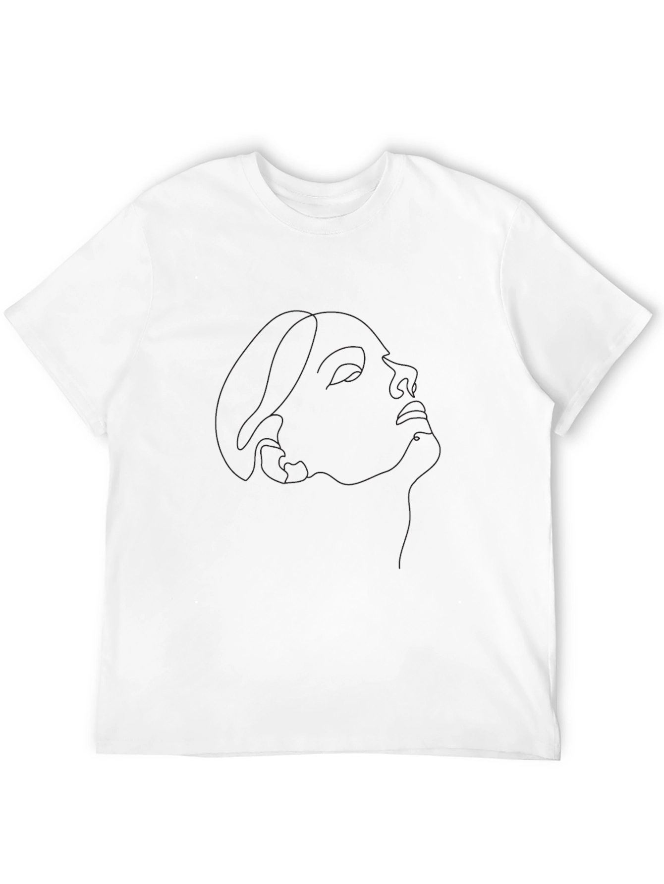 Minimalist Portrait Line Art Black T-Shirt