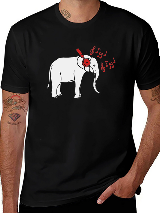 Elephant DJ Graphic Tee - Black Cotton Blend