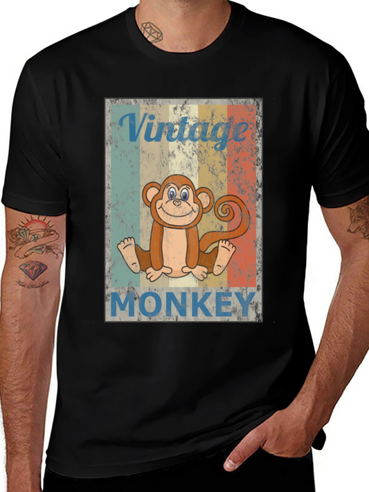Vintage Monkey Graphic T-Shirt Retro Style Fun Design