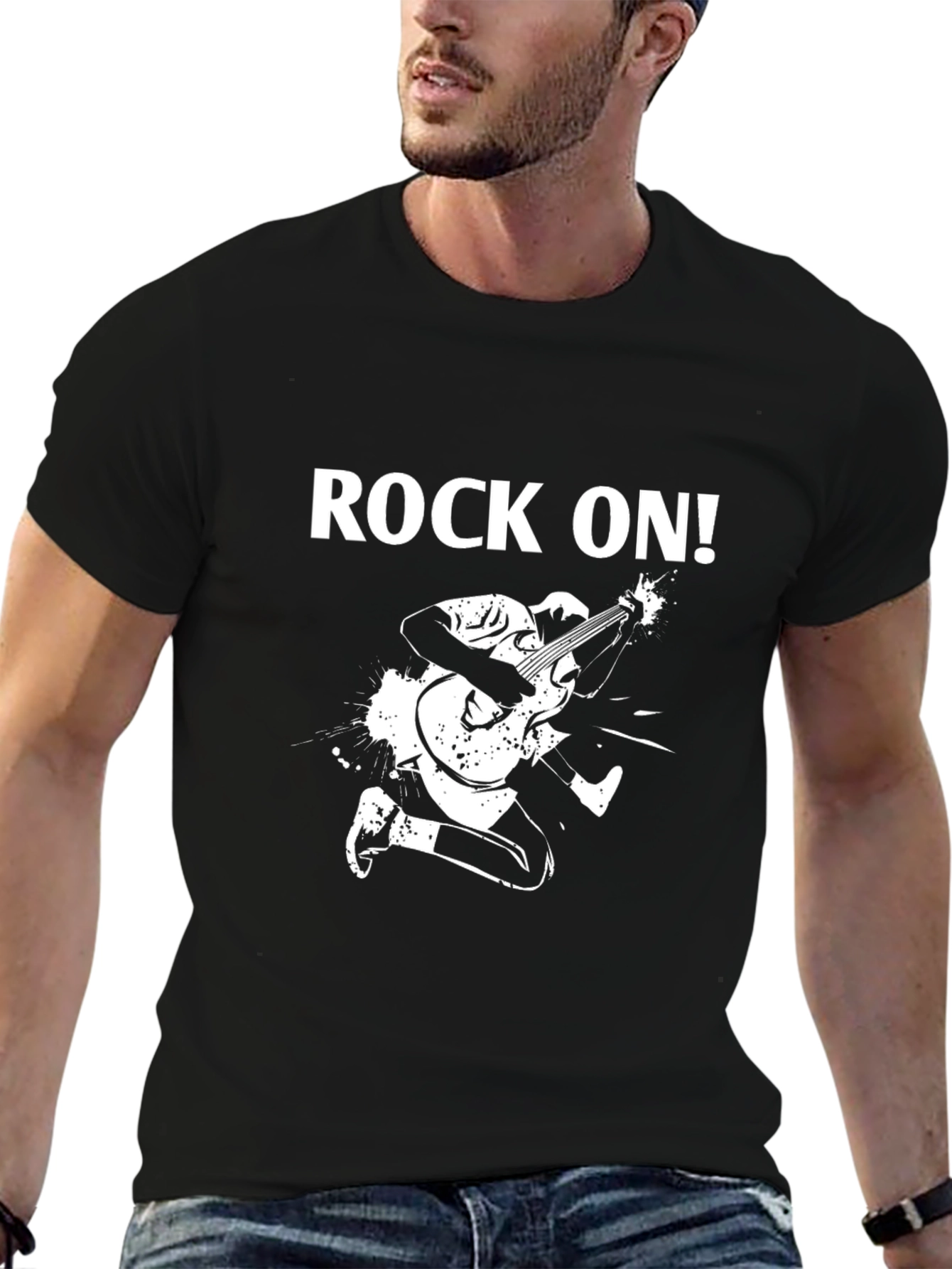 Rock On! Graphic Print Black T-Shirt