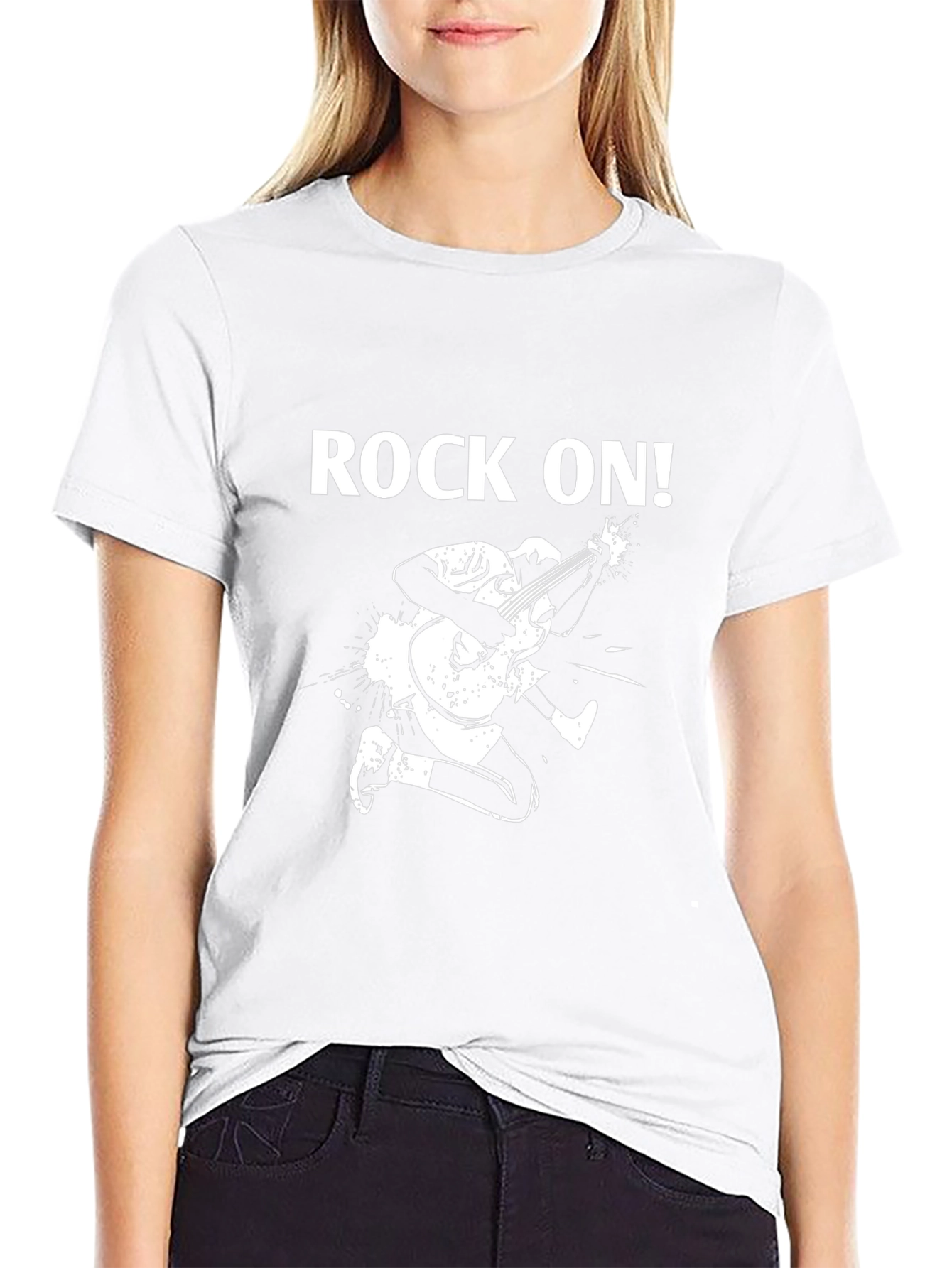 Rock On! Graphic Print Black T-Shirt