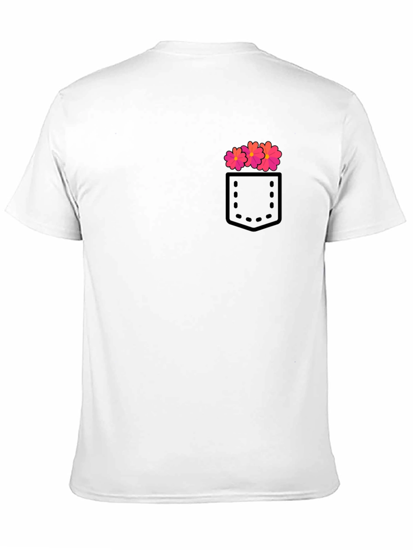 Mens Black T-Shirt with Floral Pocket Design