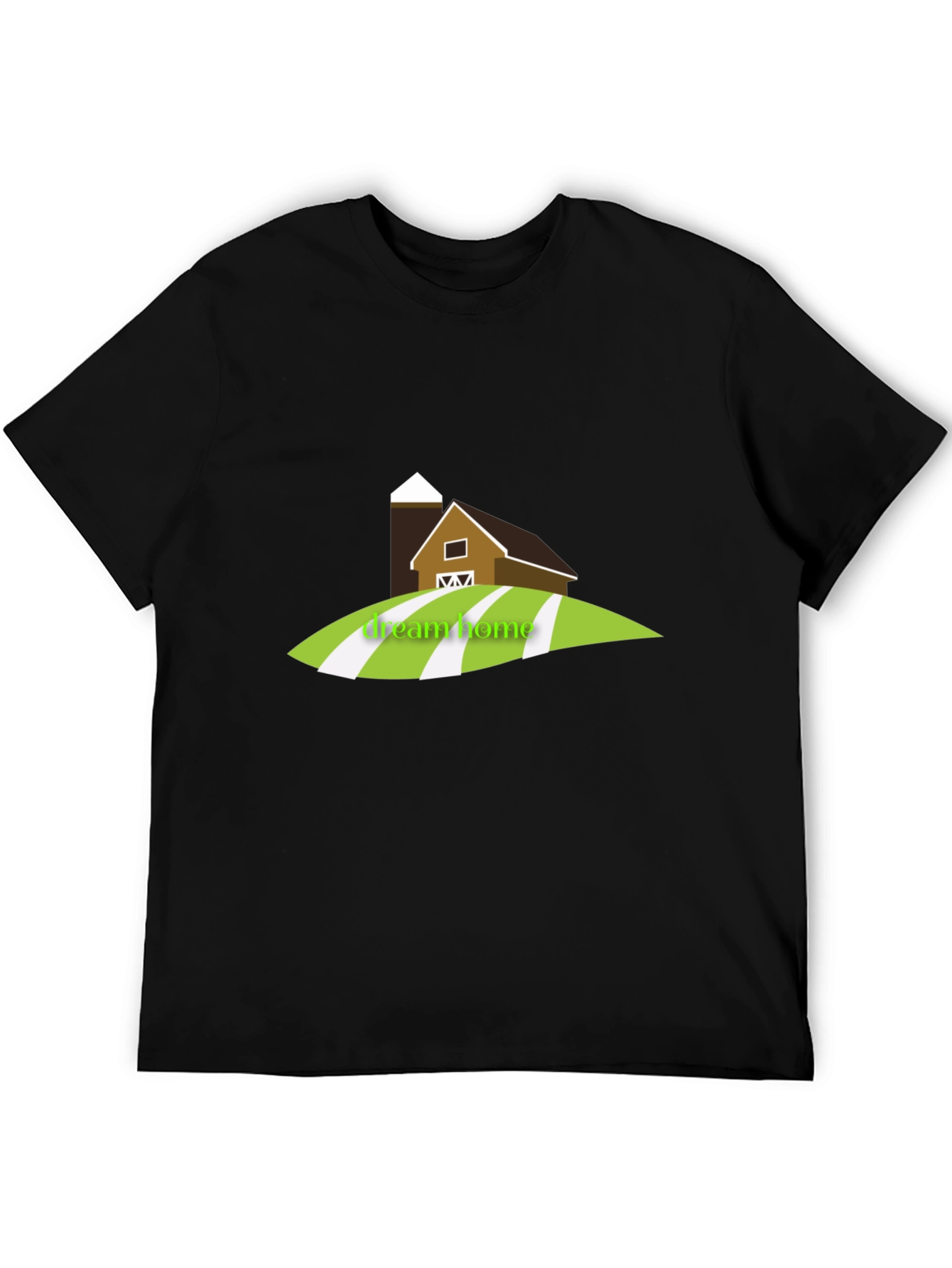 Dream Home Barn Graphic Tee - Black Cotton T-Shirt