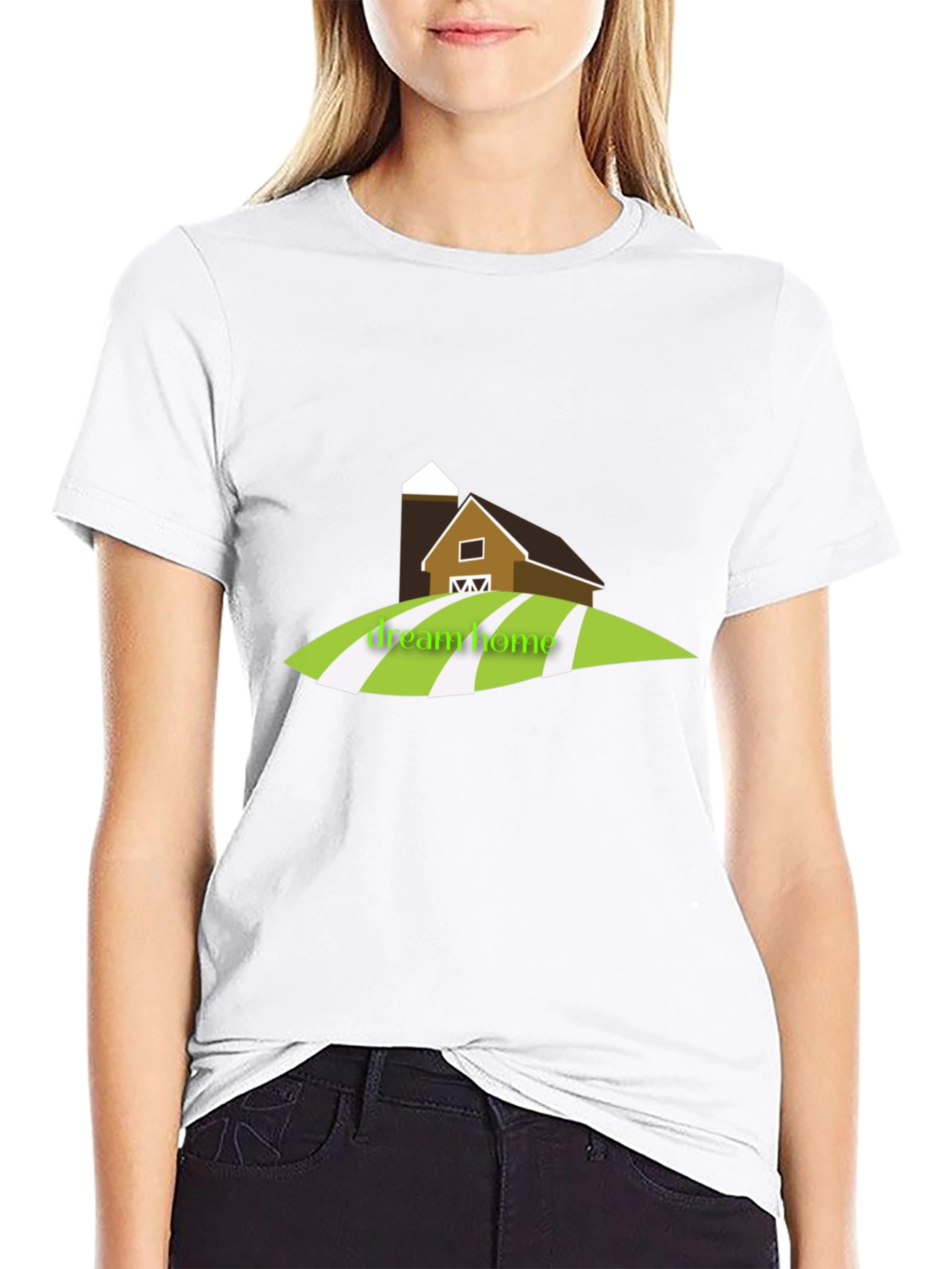 Dream Home Barn Graphic Tee - Black Cotton T-Shirt