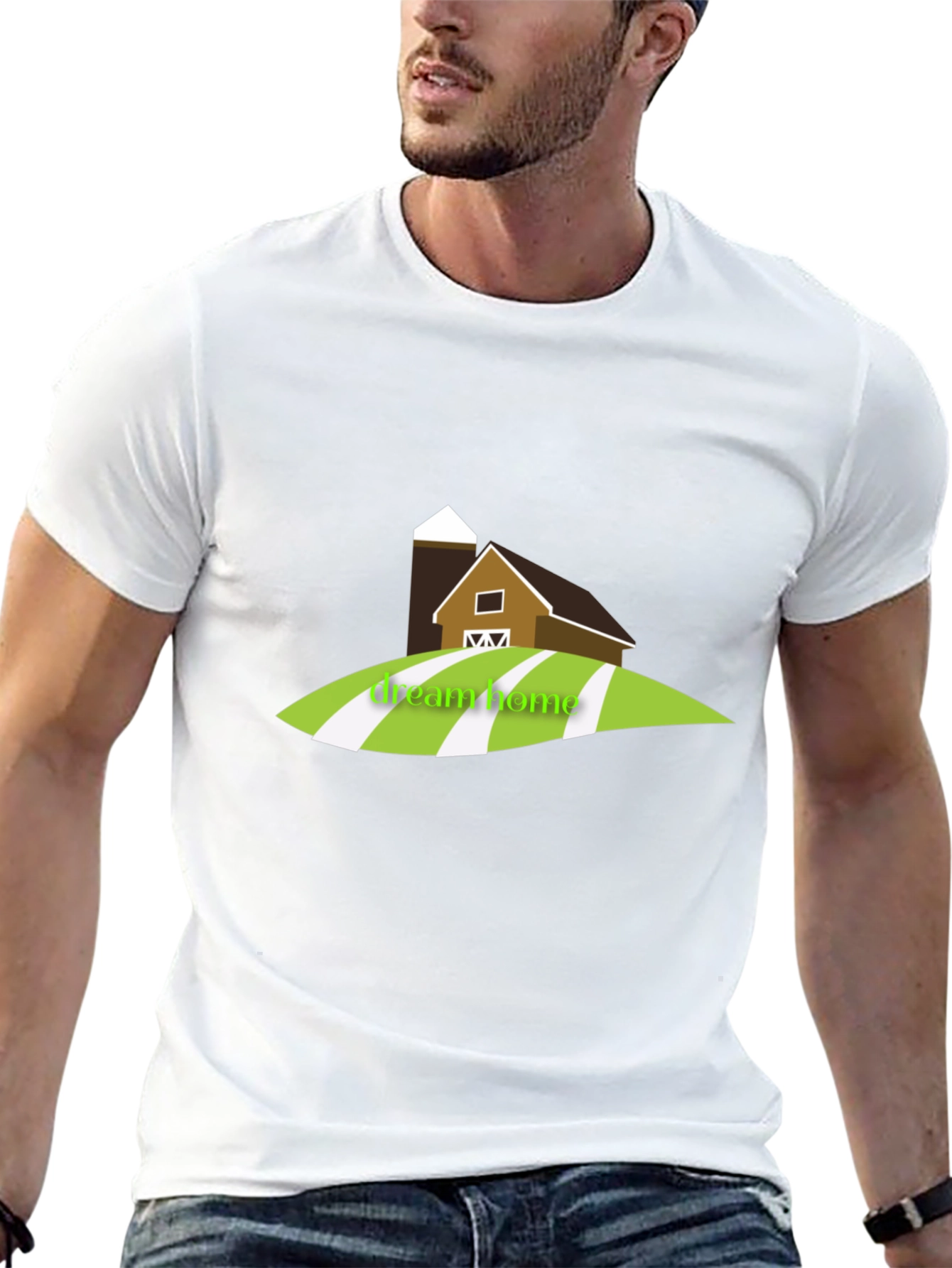 Dream Home Barn Graphic Tee - Black Cotton T-Shirt