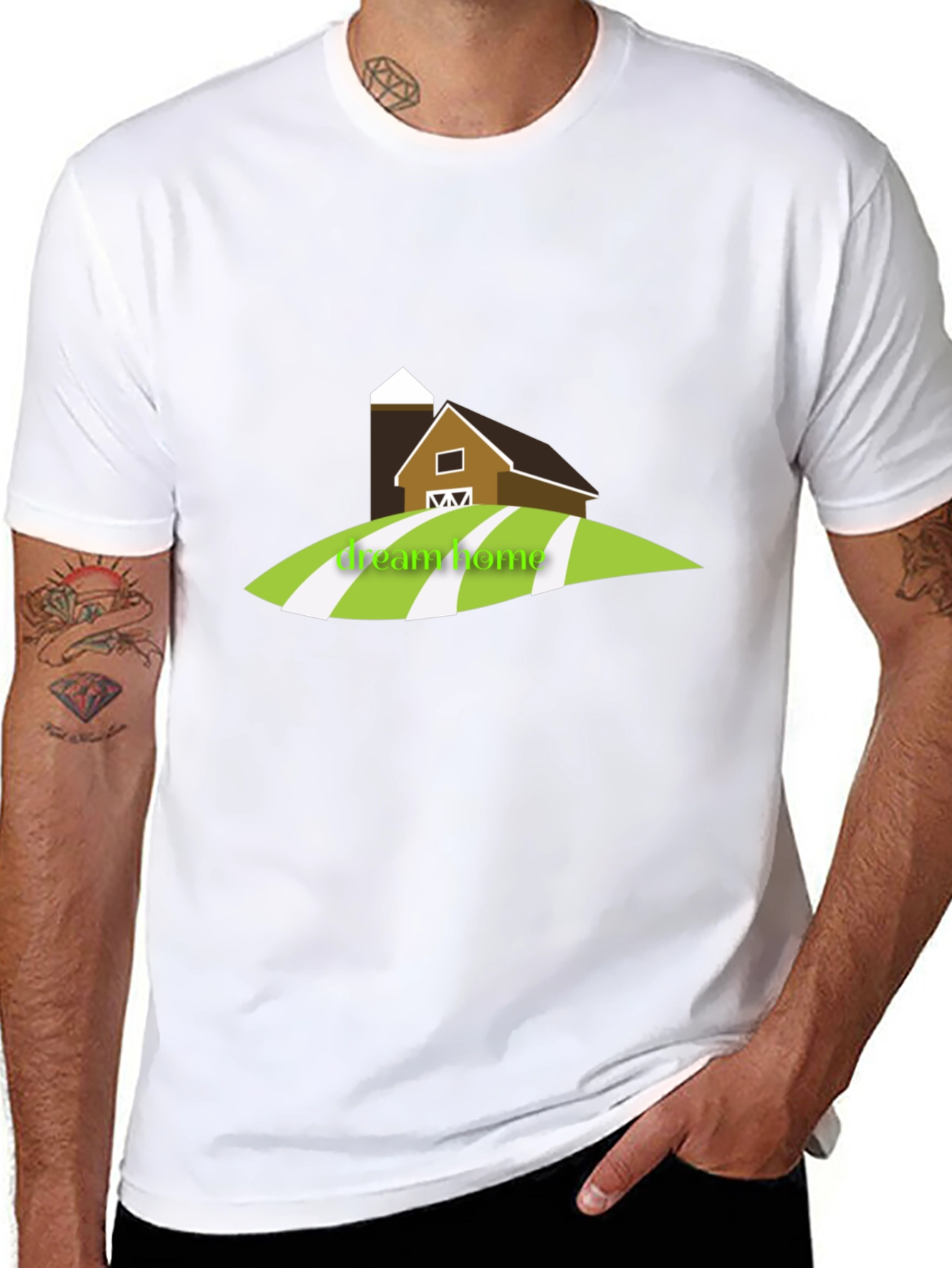 Dream Home Barn Graphic Tee - Black Cotton T-Shirt