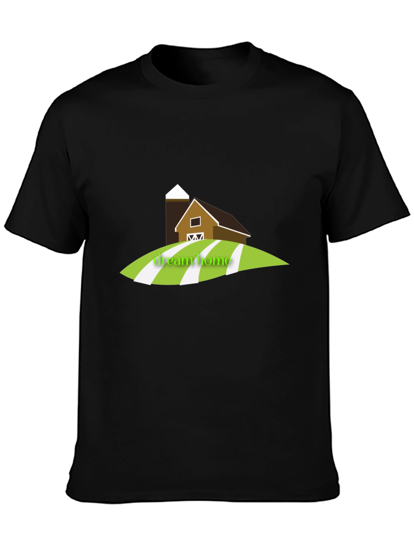 Dream Home Barn Graphic Tee - Black Cotton T-Shirt