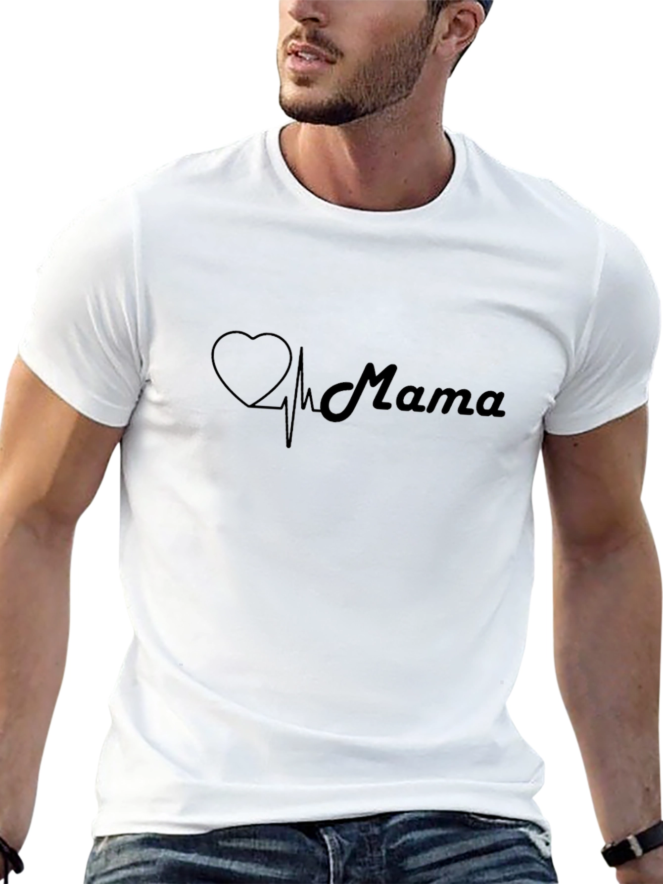 Mama Heartbeat Graphic Tee - Black Cotton Comfort