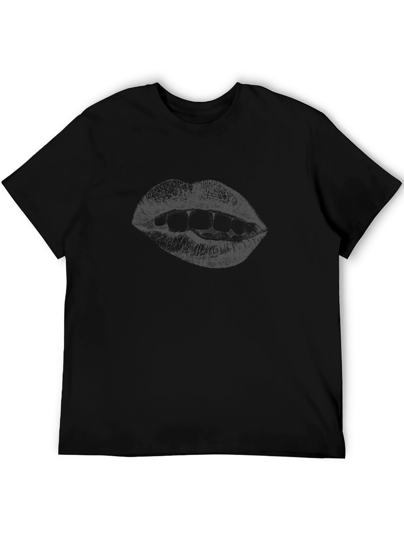 Mens Black Graphic Tee - Lips Design